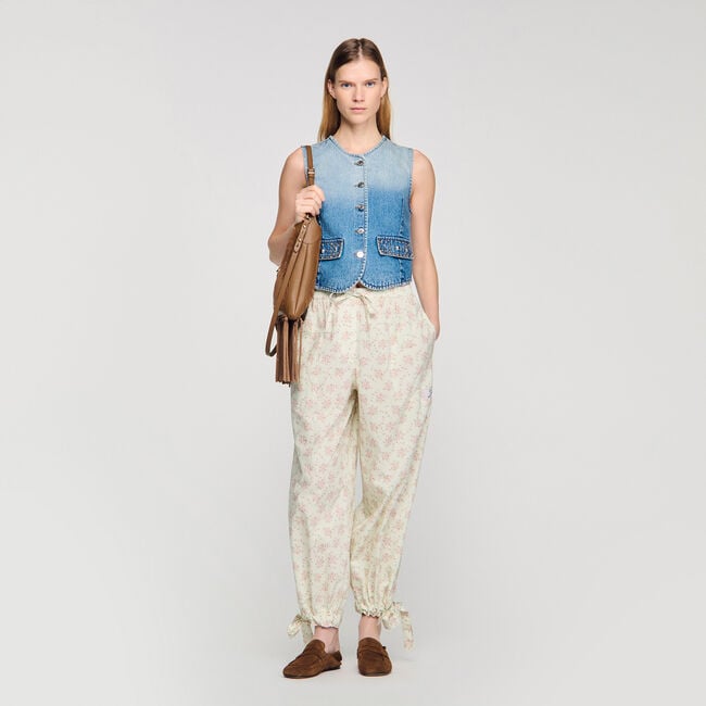 Floral wide-leg trousers