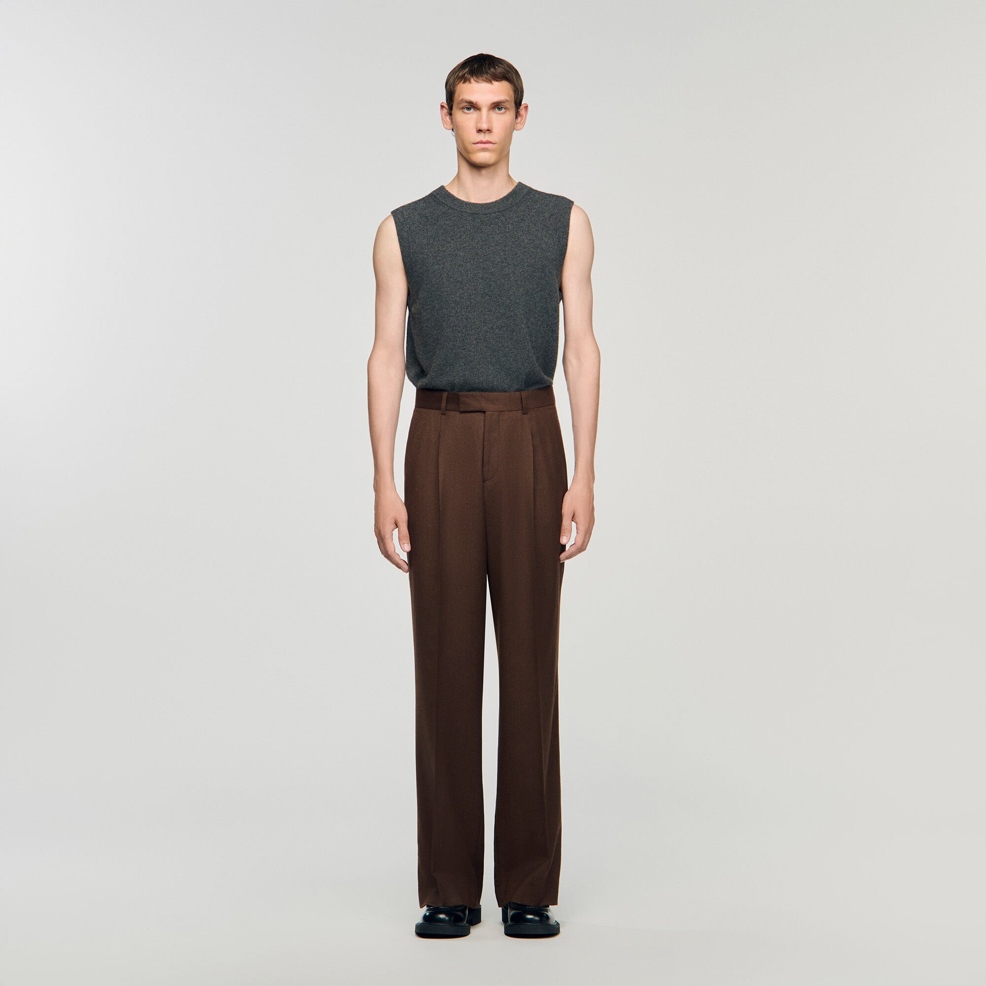 Wide-leg wool trousers