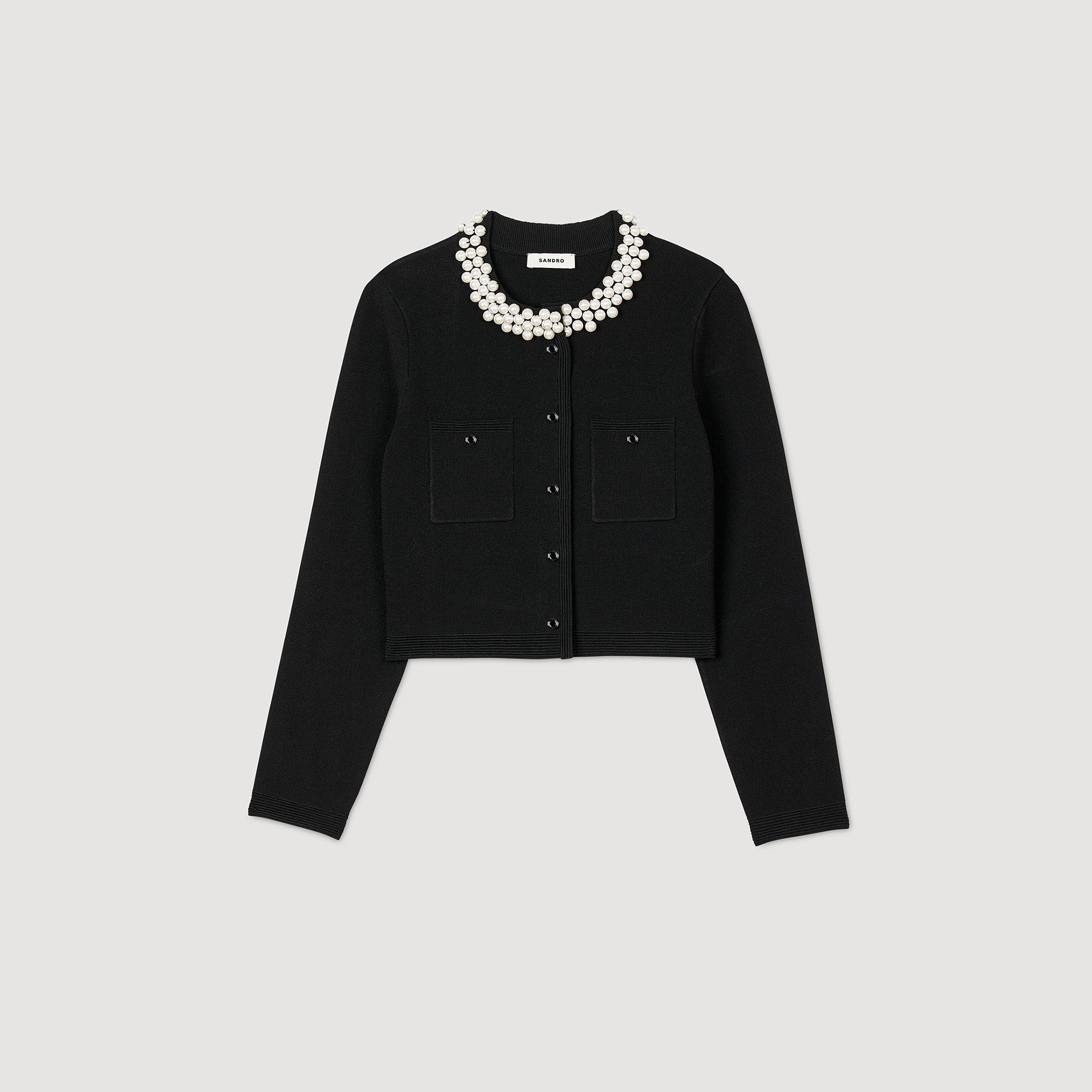 Cardigan with beaded collar