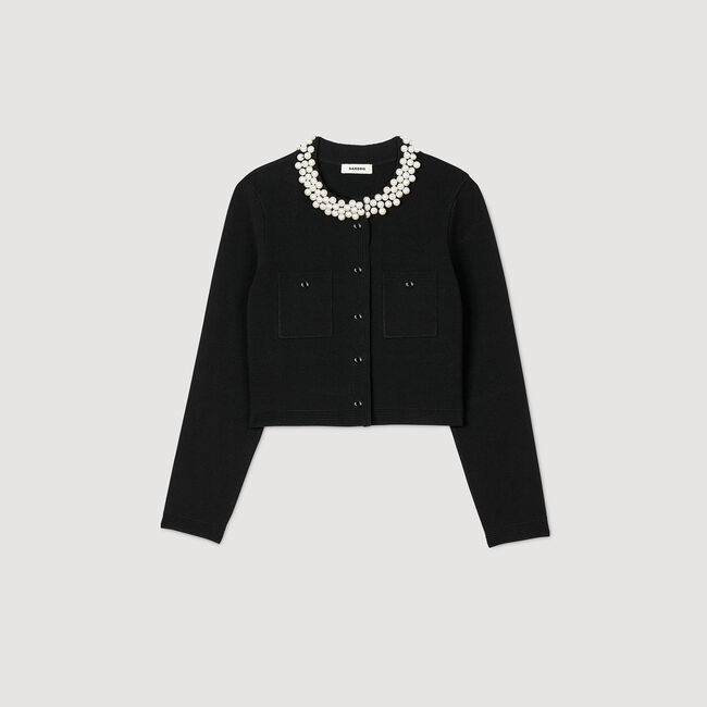Cardigan with beaded collar