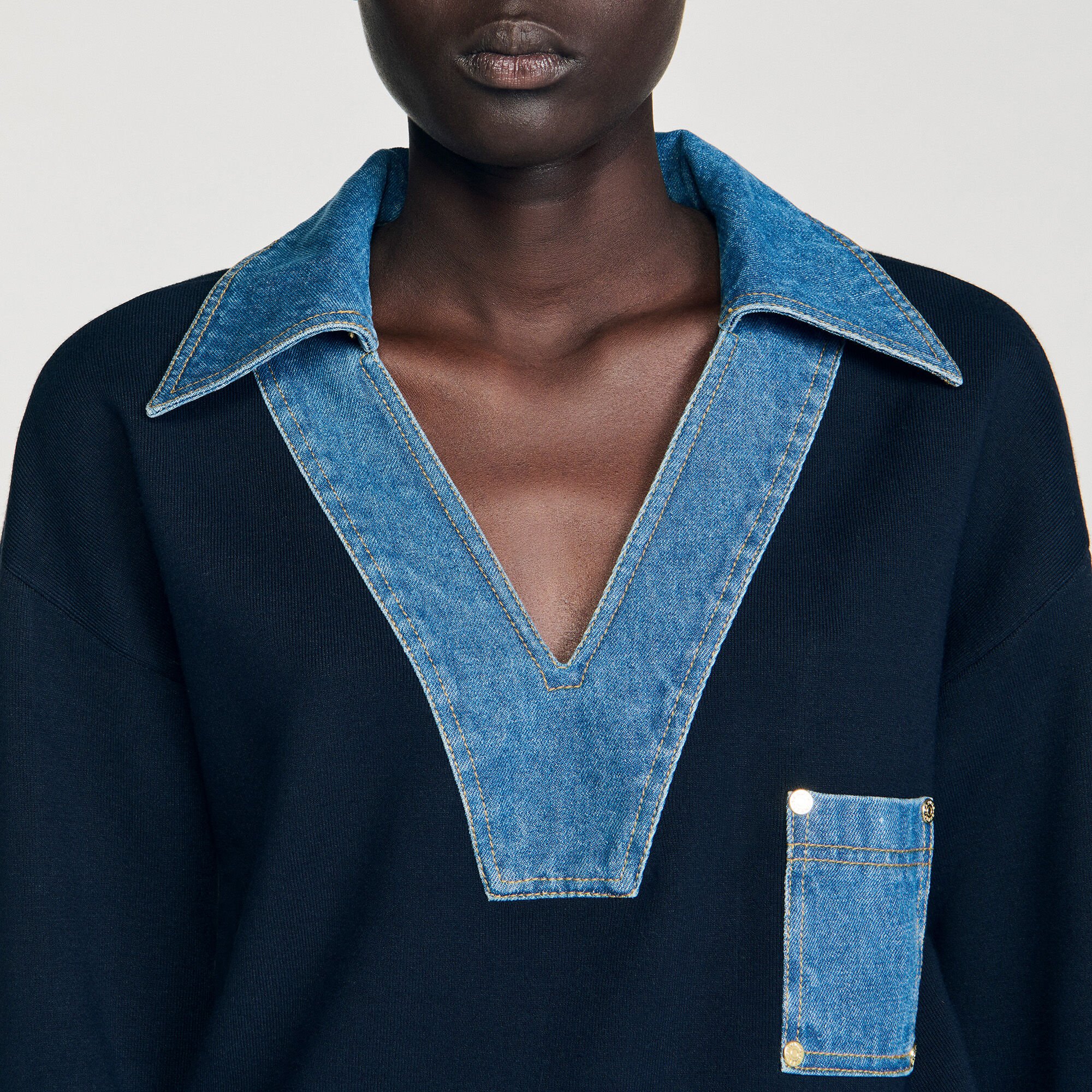 Jumper with denim details