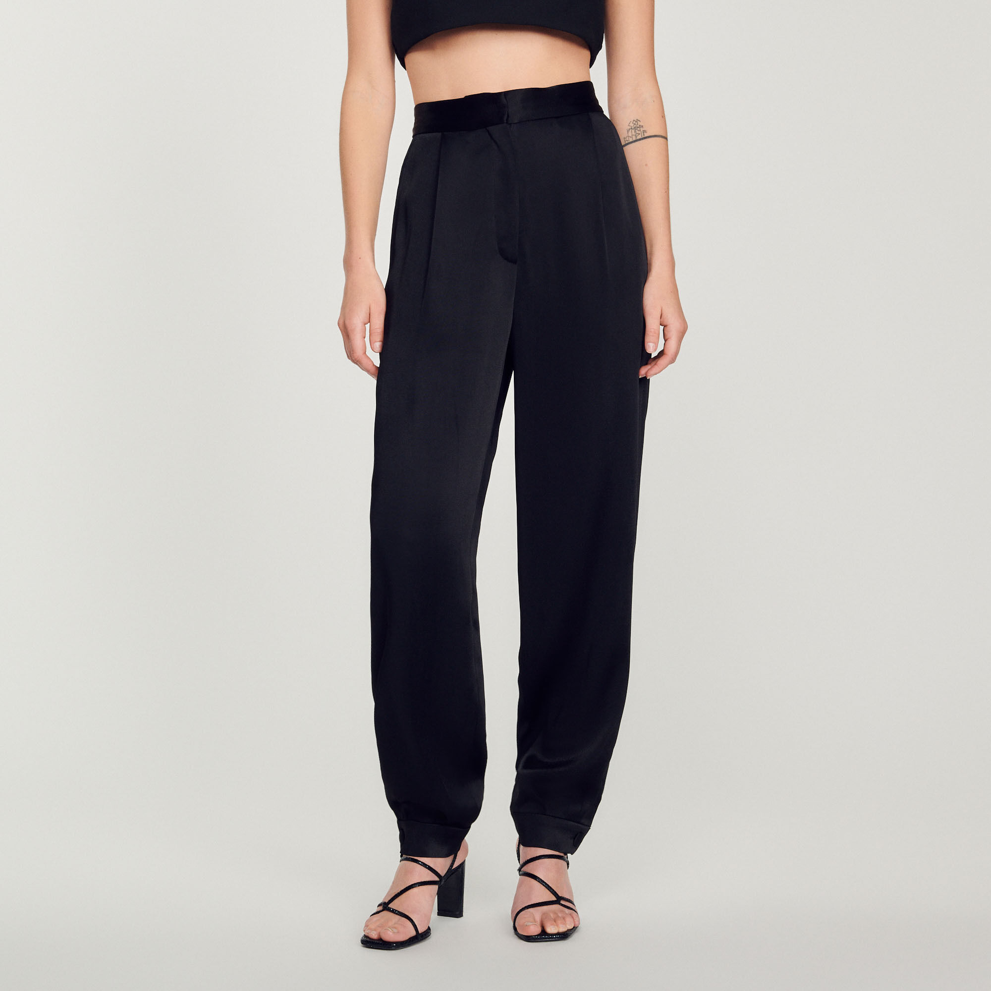 Satin trousers with embellished detail