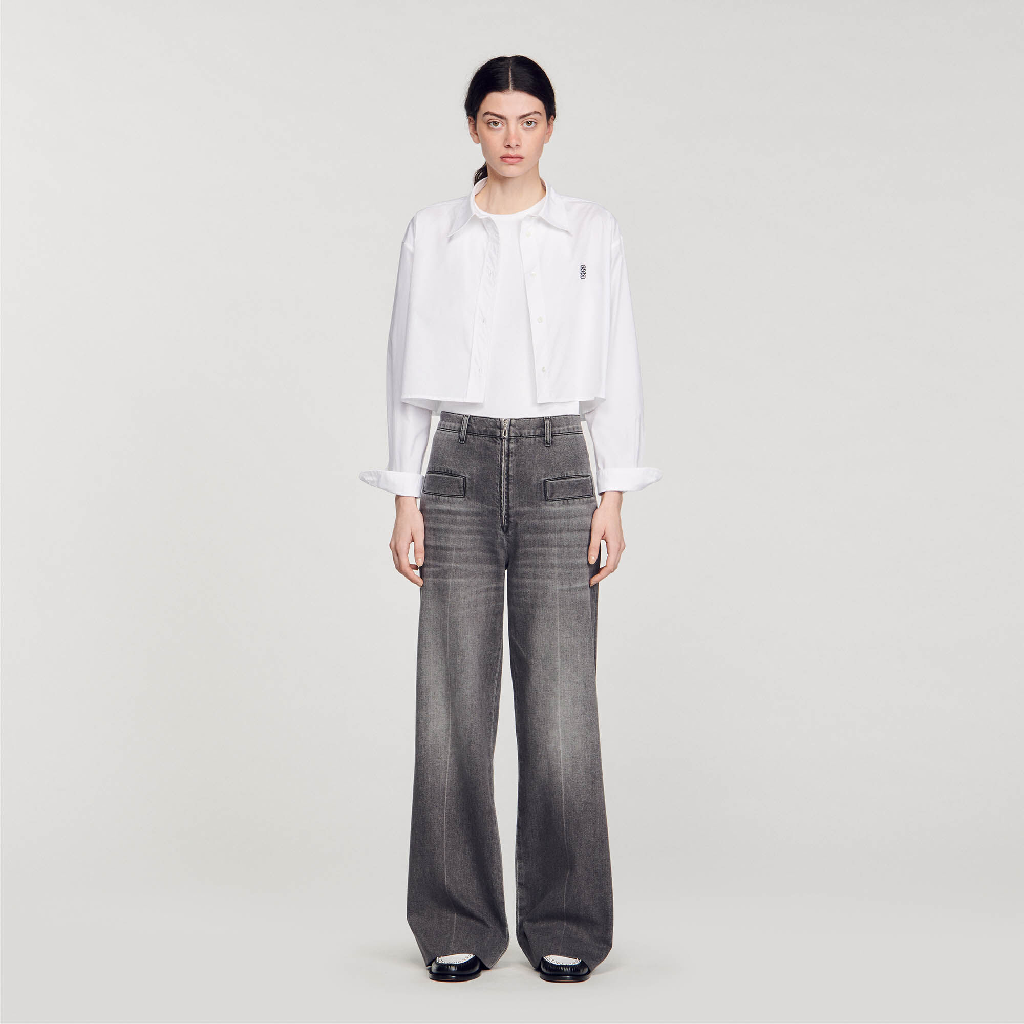 Faded flared jeans Black Gray Sandro Paris