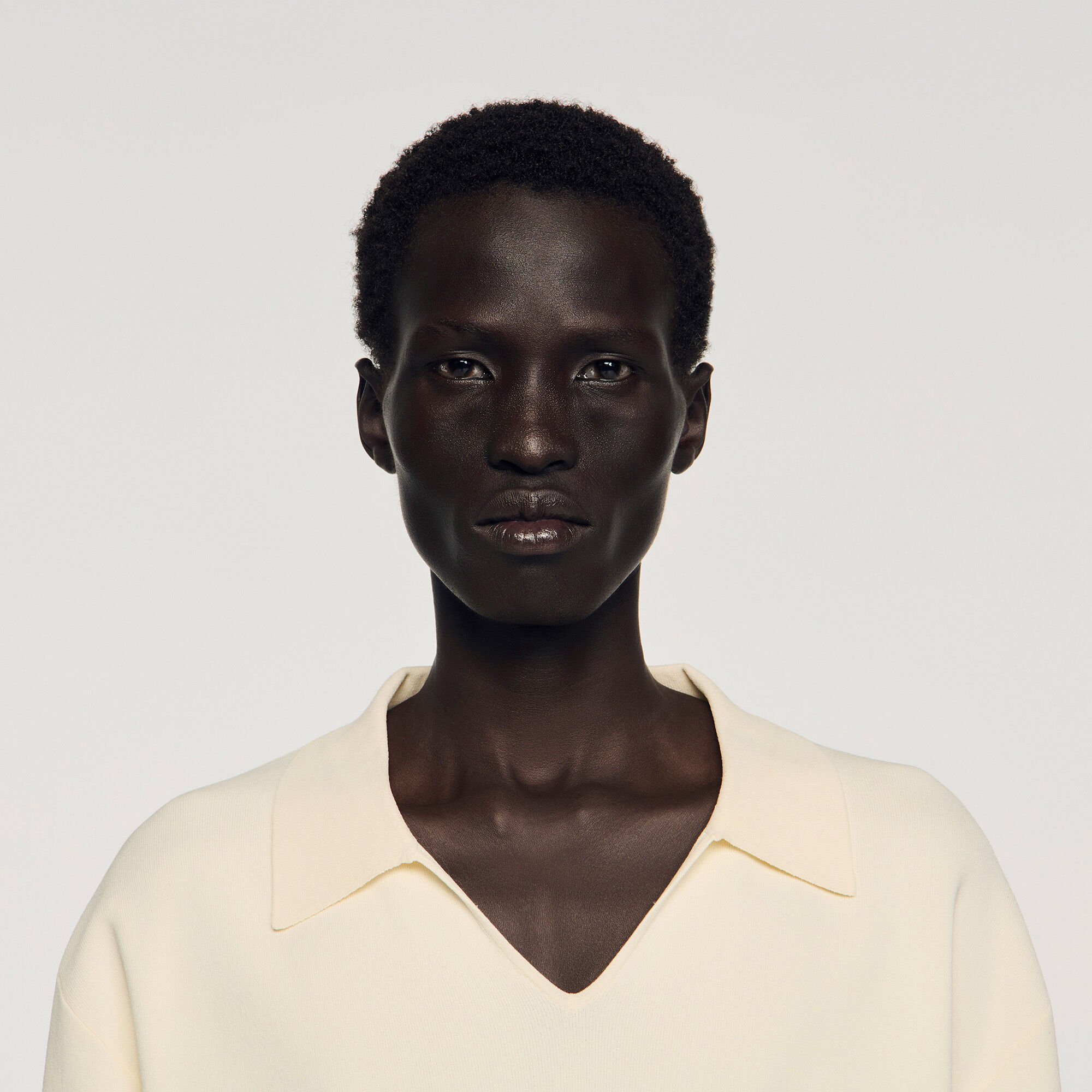 Stretch knit polo shirt