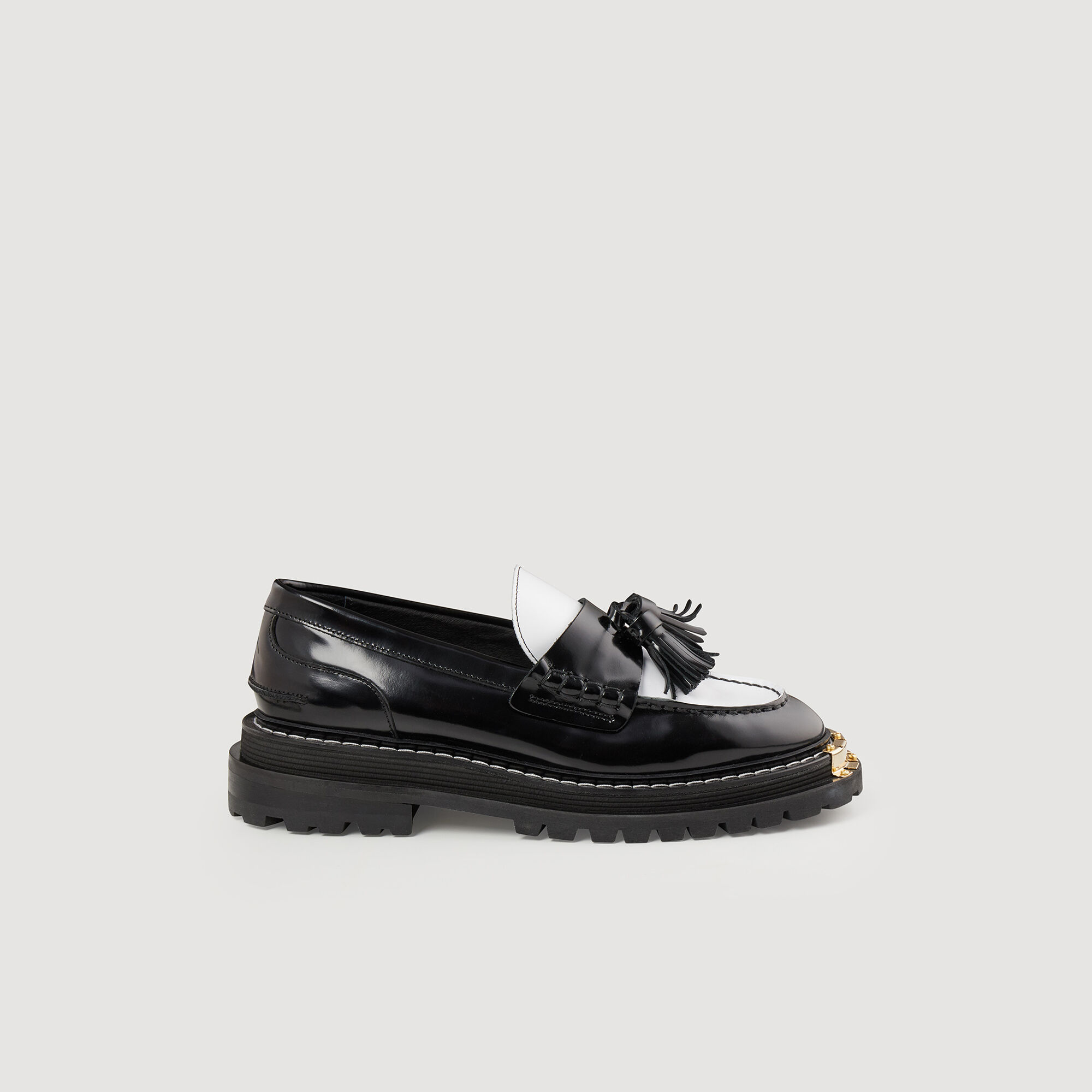 Thick-soled leather loafers