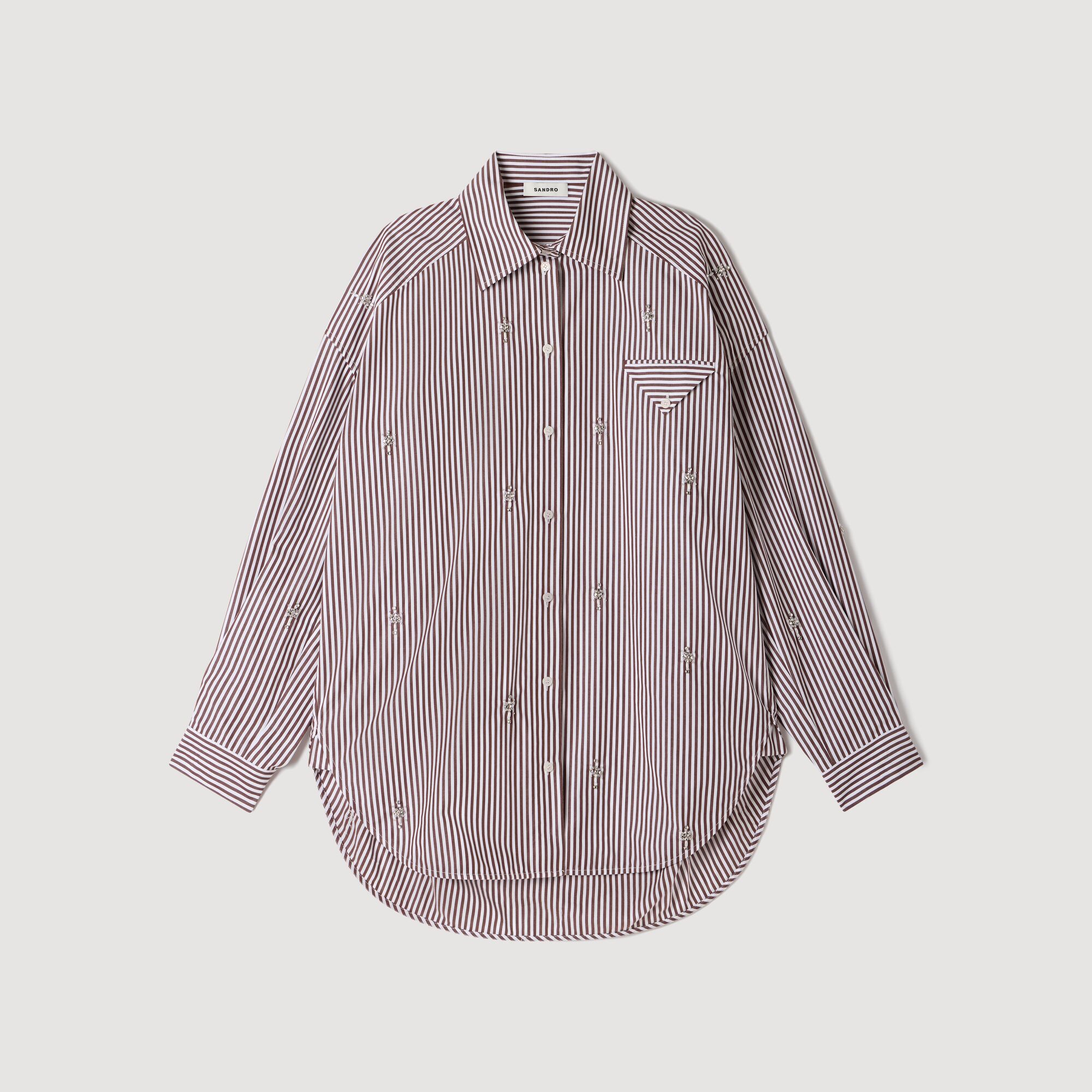 Oversized striped rhinestone shirt