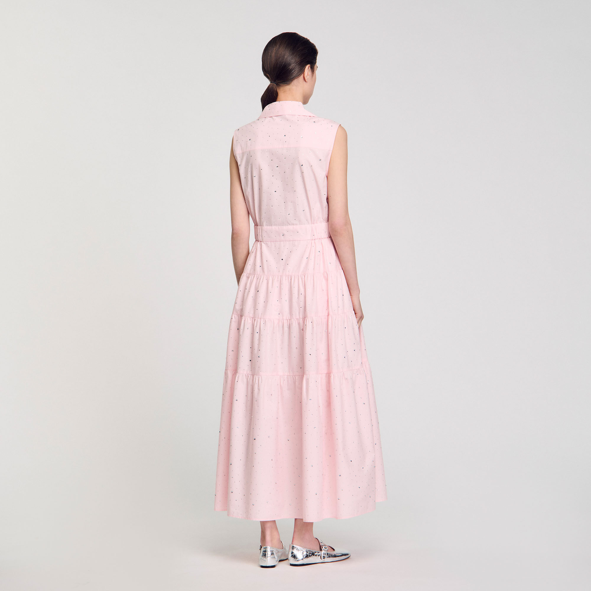 Rhinestone tie-front maxi dress