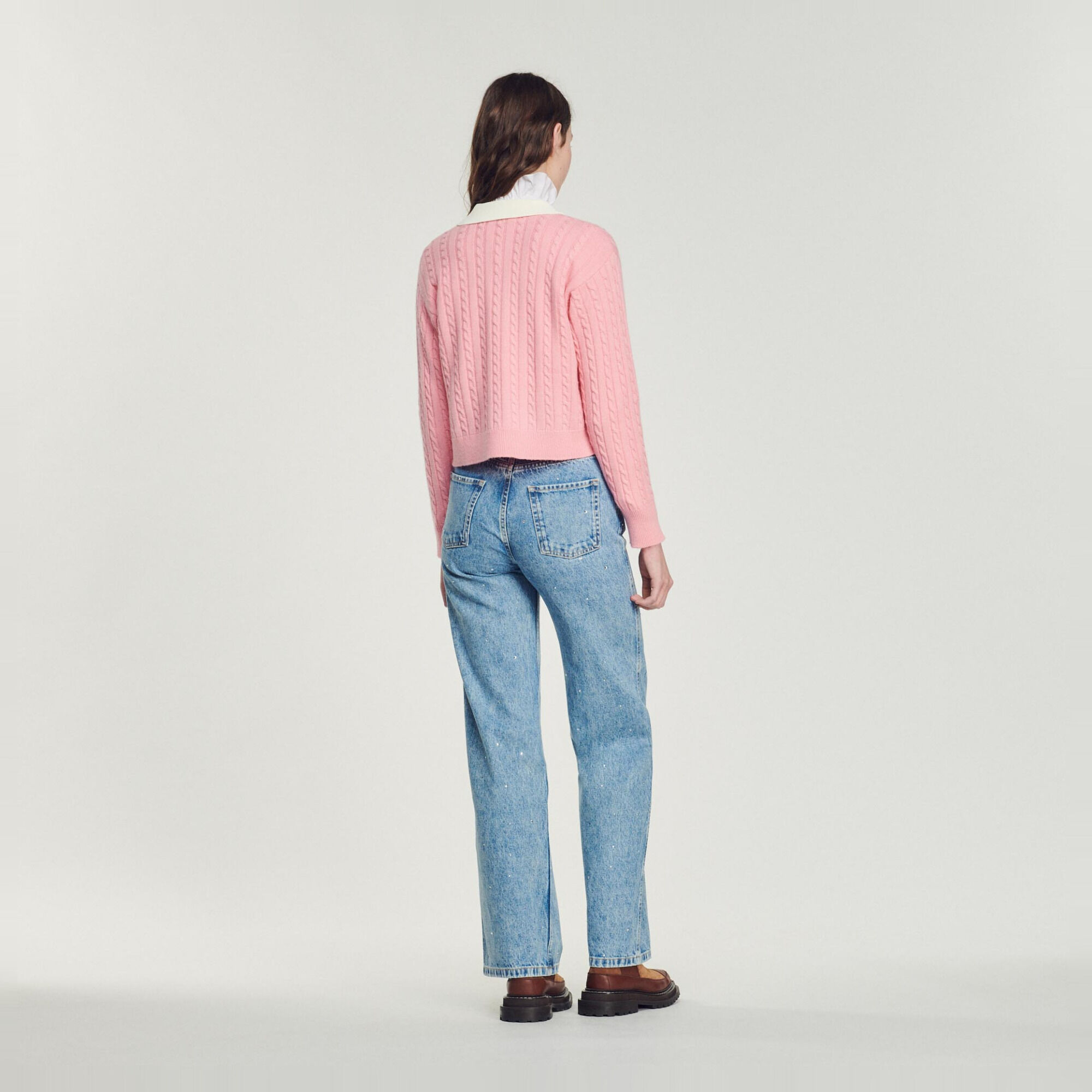 Cropped cable-knit sweater
