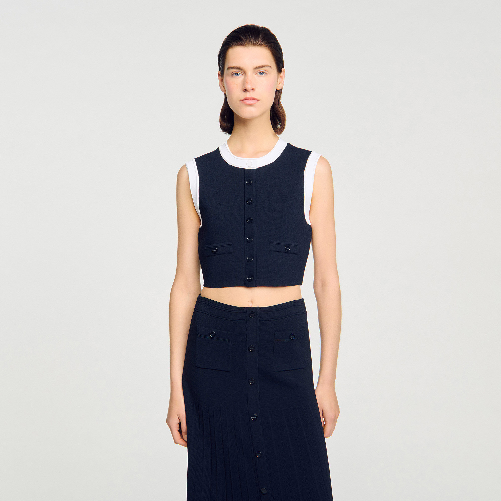 Two-tone cropped cardigan