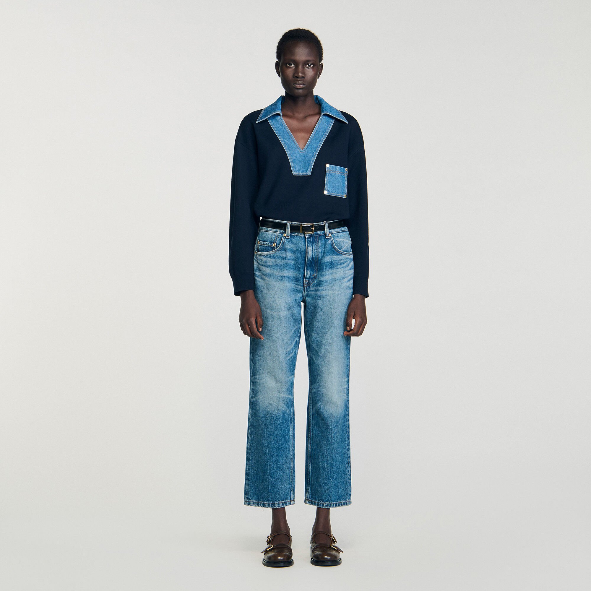 Jumper with denim details