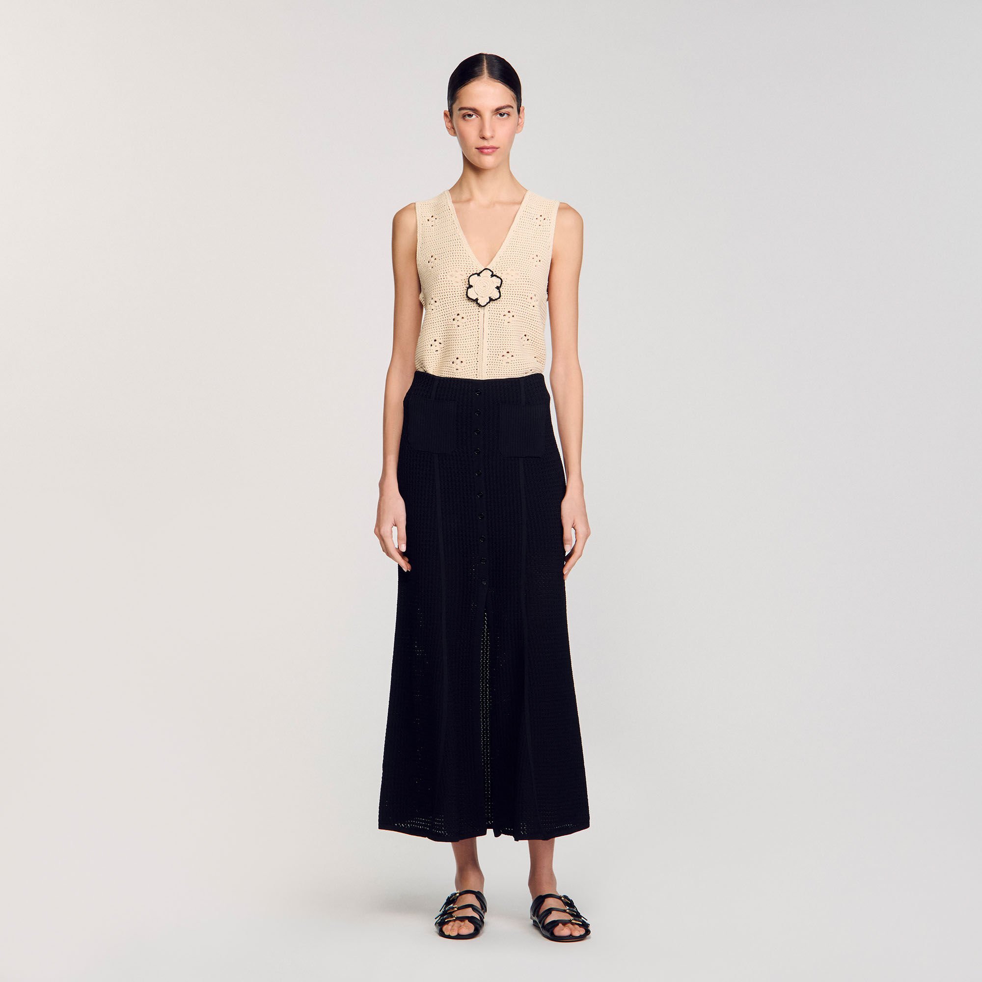 Long decorative knit skirt