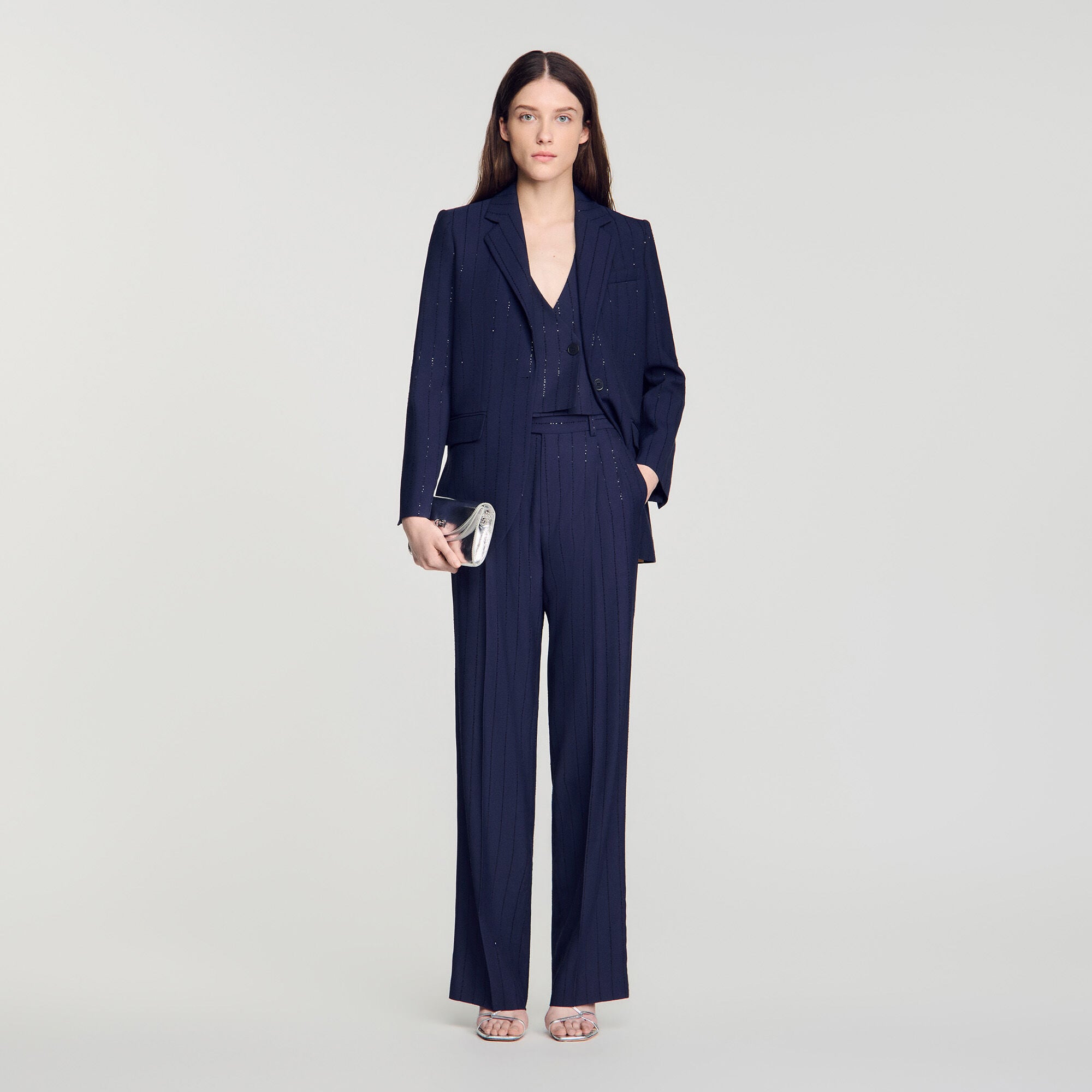 Striped sequin trousers