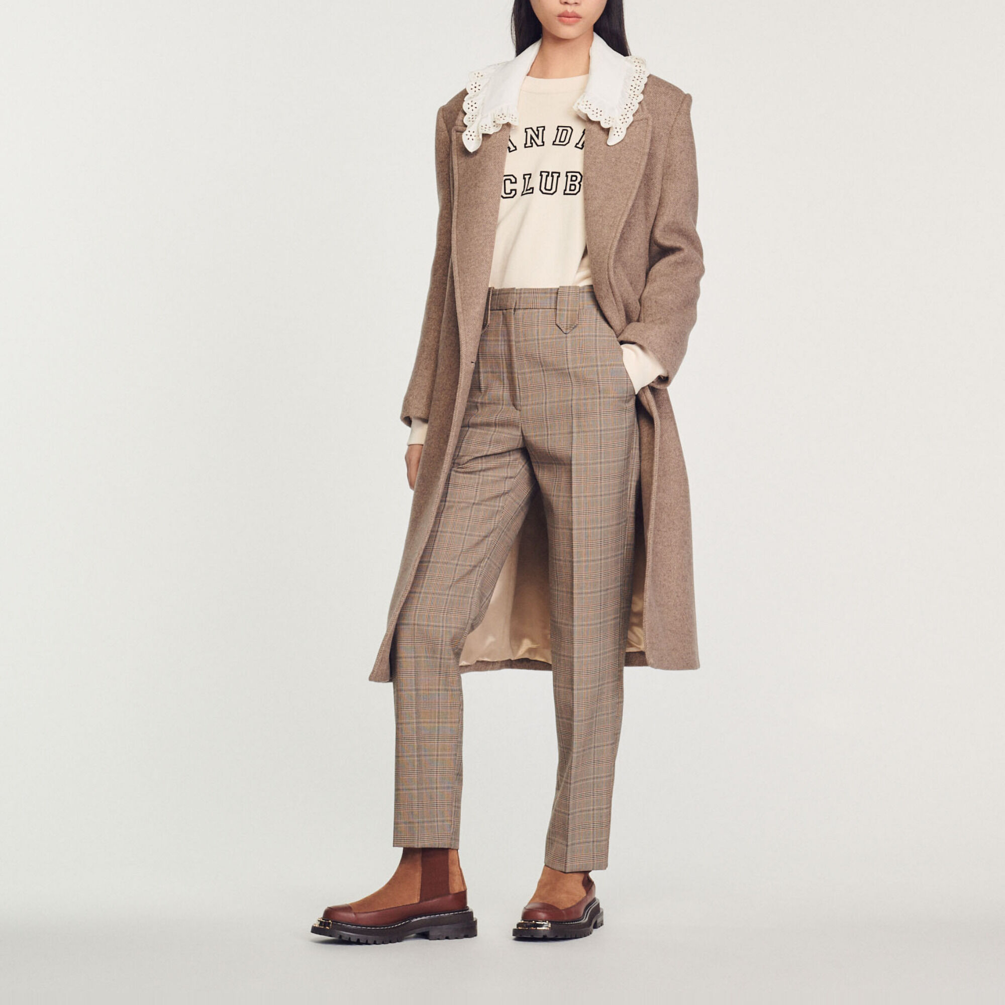 Straight-leg checked trousers