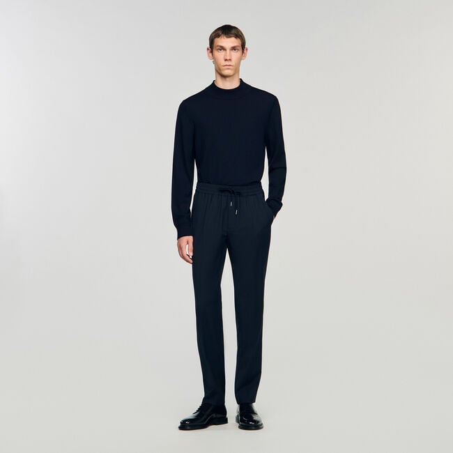 Elasticated straight-leg trousers