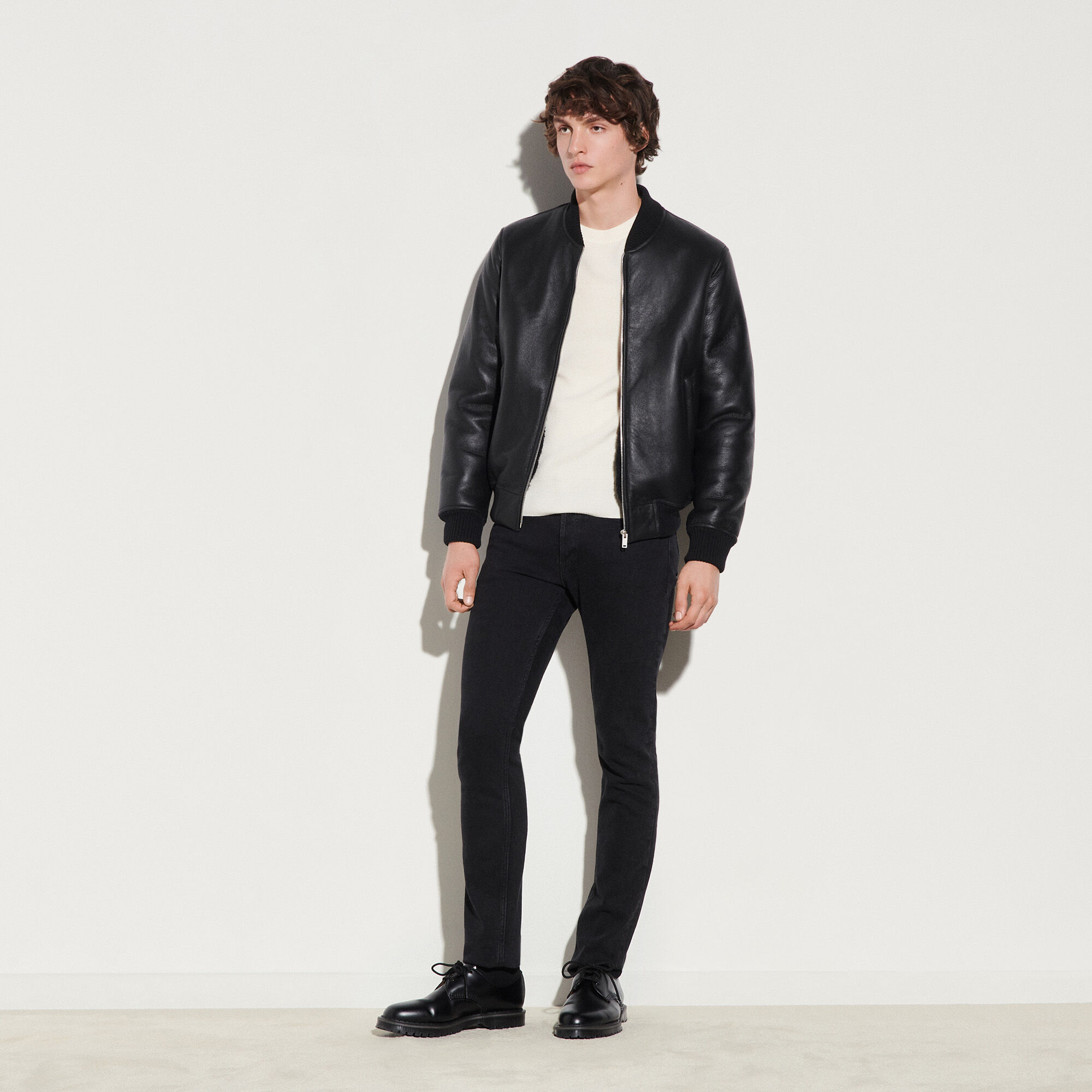 Sheepskin varsity jacket