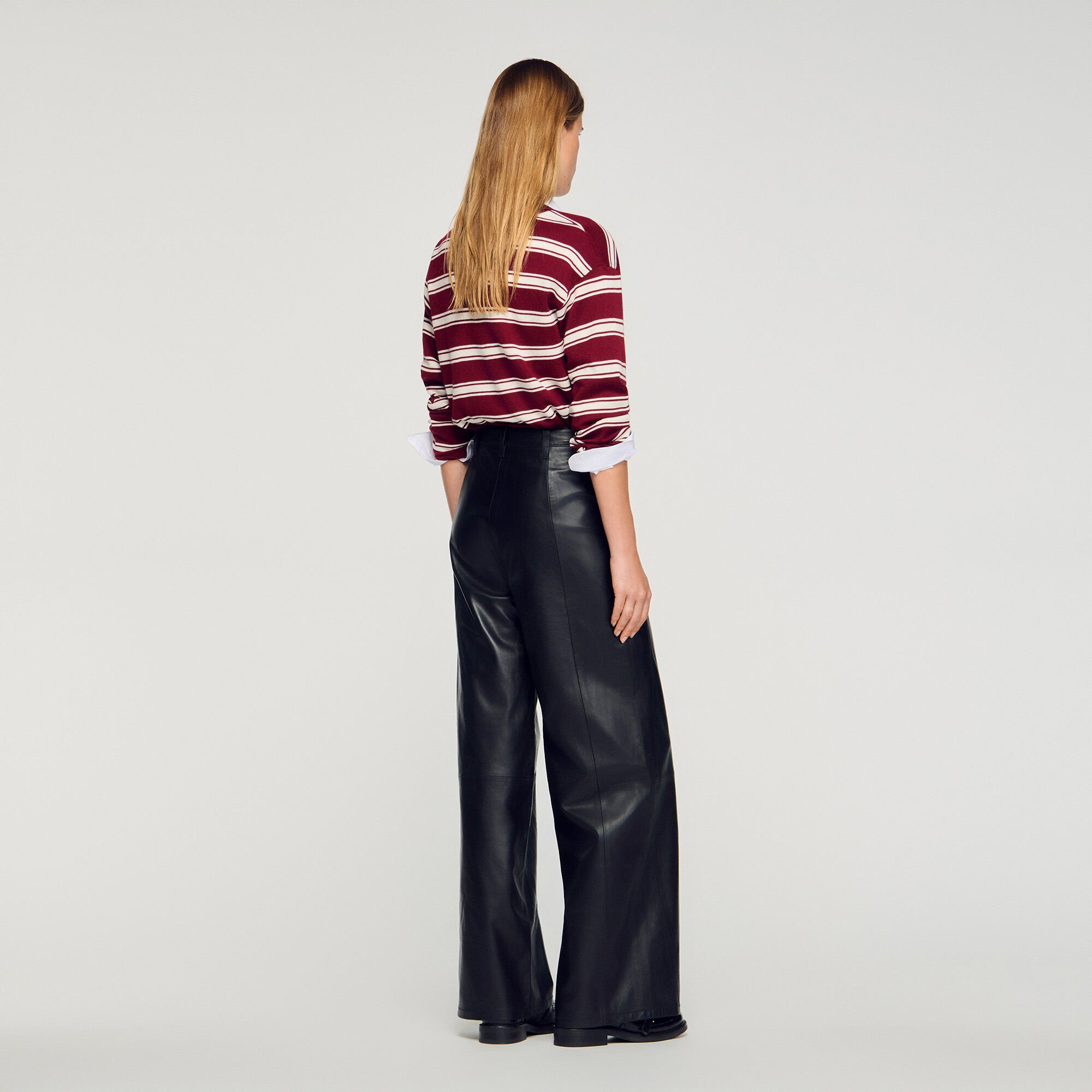 Wide-leg leather trousers