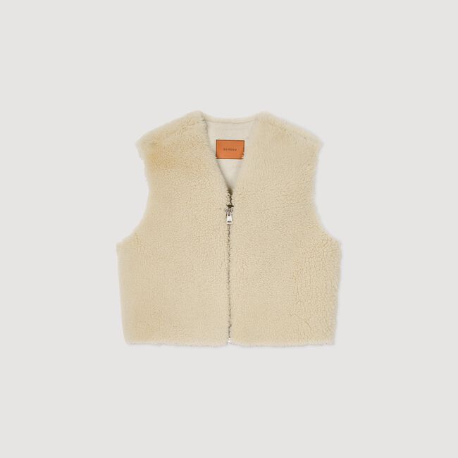 Sleeveless shearling cardigan