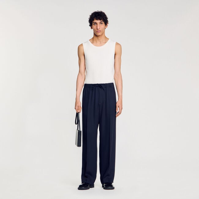 Elasticated wide-leg trousers