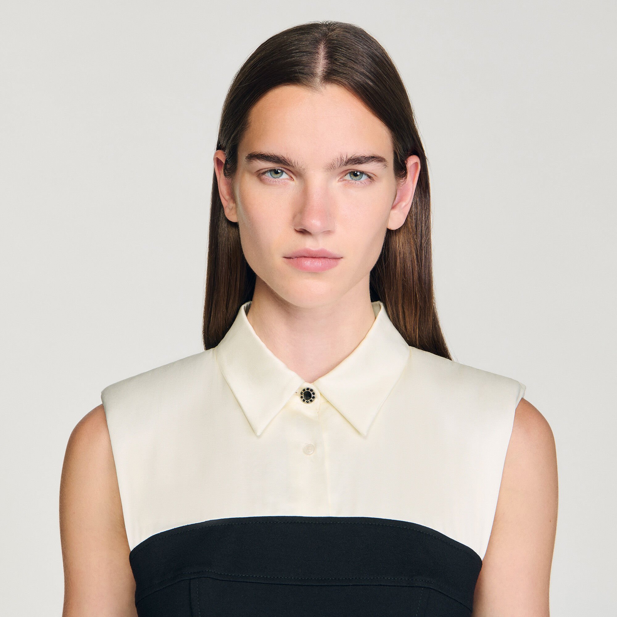 Short two-tone ruffled dress