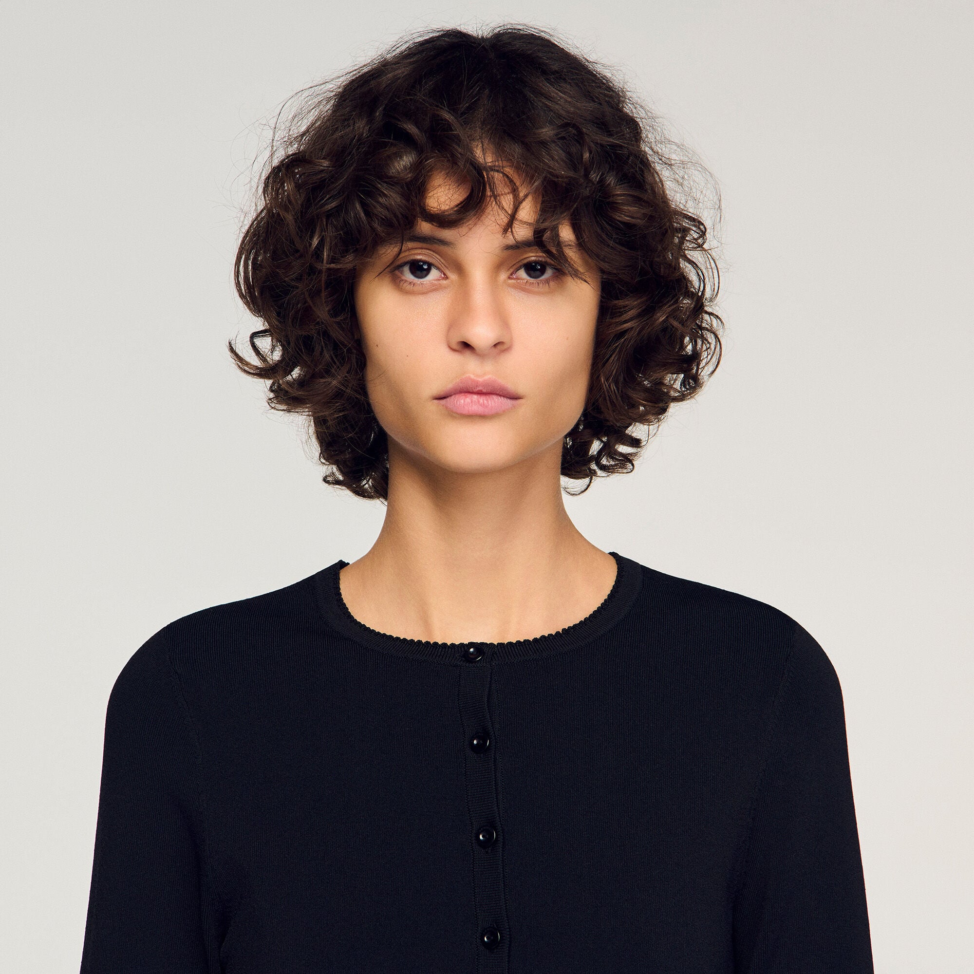 Cropped cardigan black / gray For Women | Sandro Paris