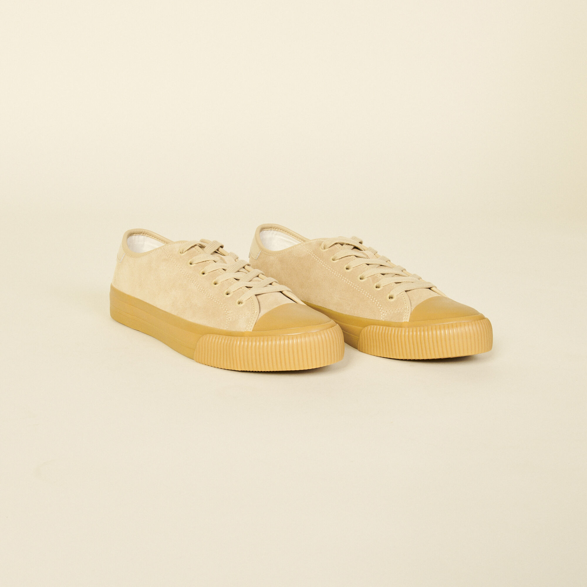 Split leather low top trainers