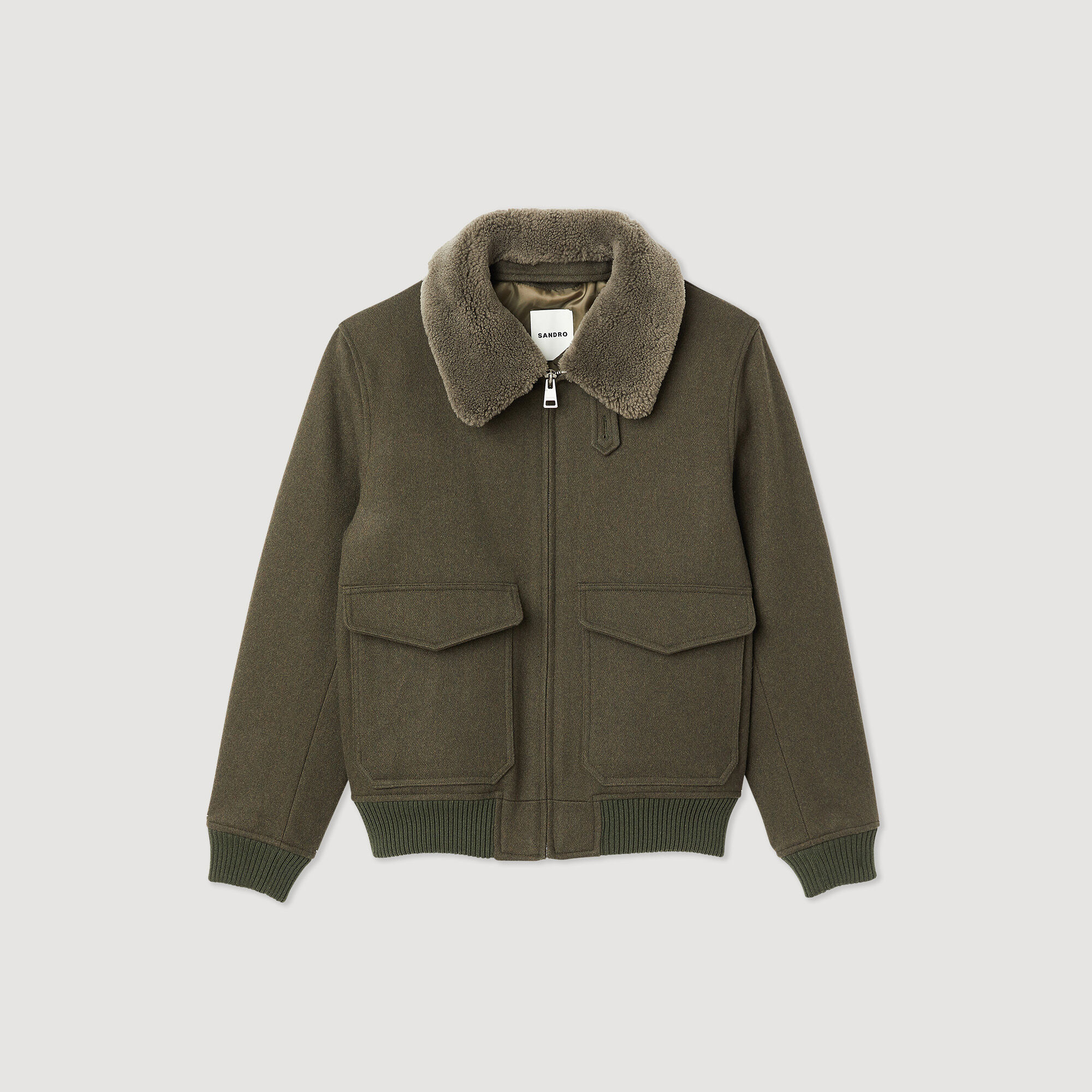 Shearling collar aviator jacket
