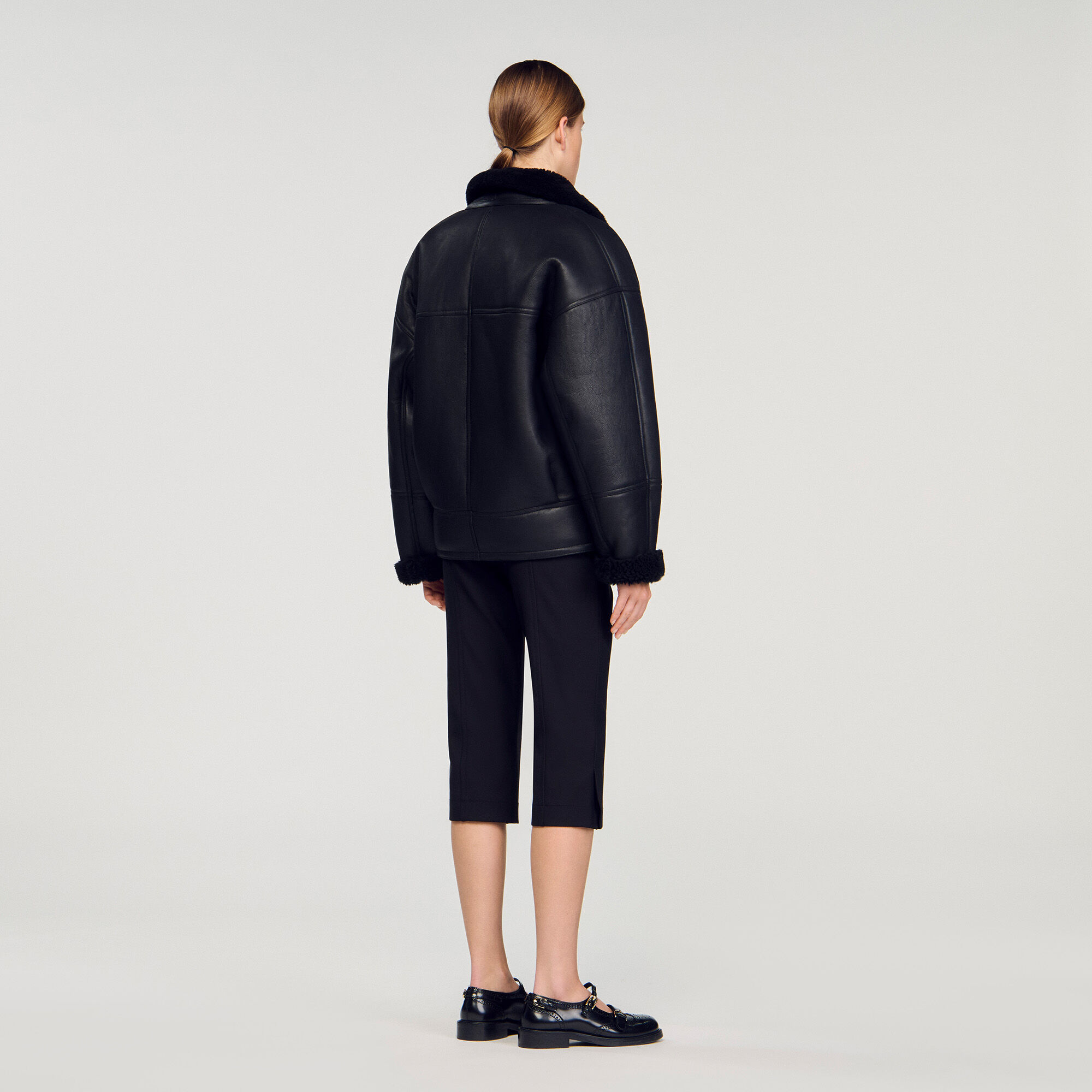 Short shearling coat