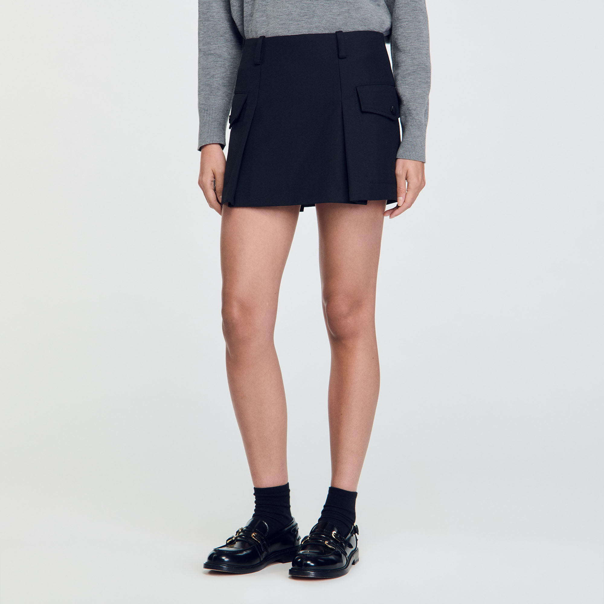 Short skirt with pockets black / gray For Women | Sandro Paris