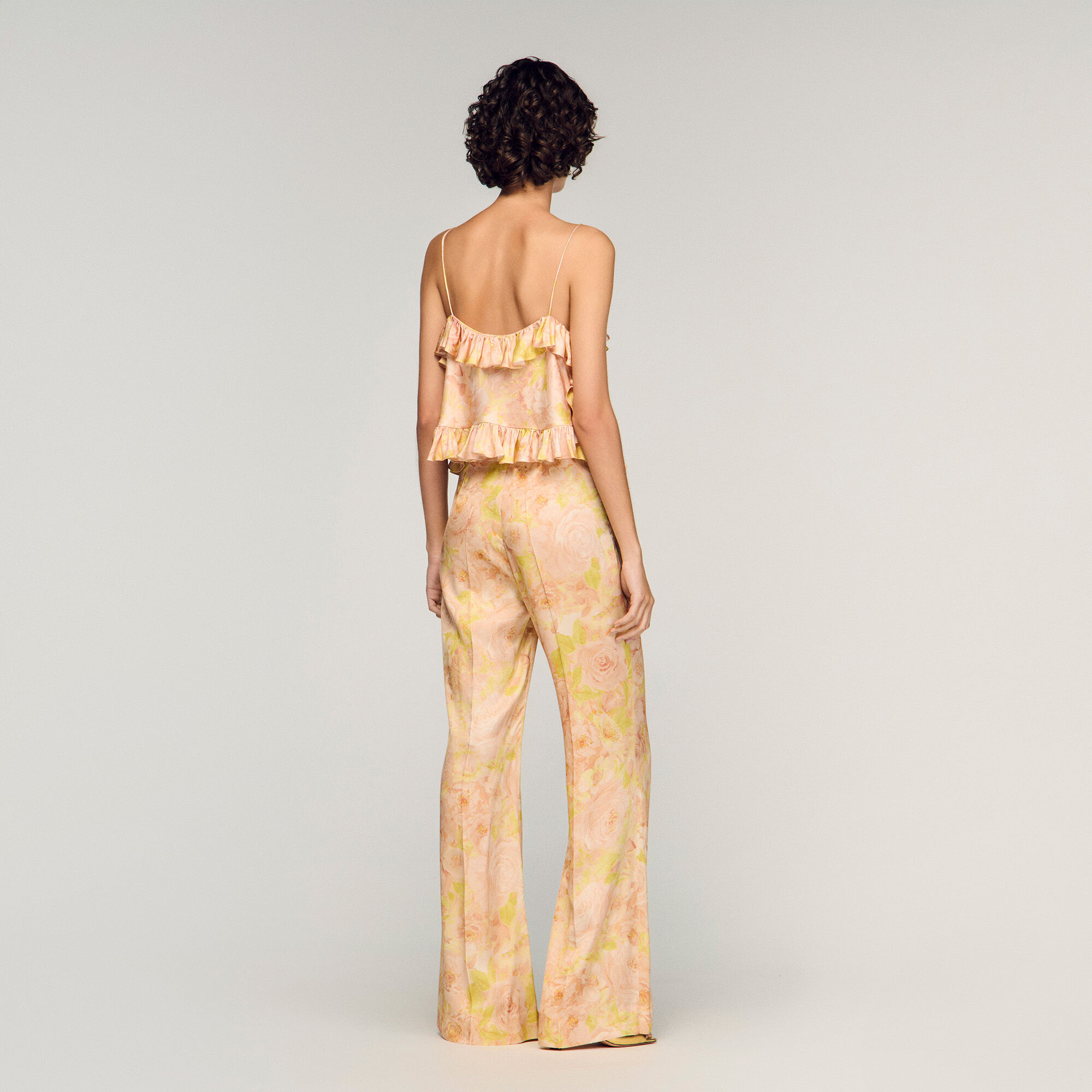 Floral-print floaty trousers