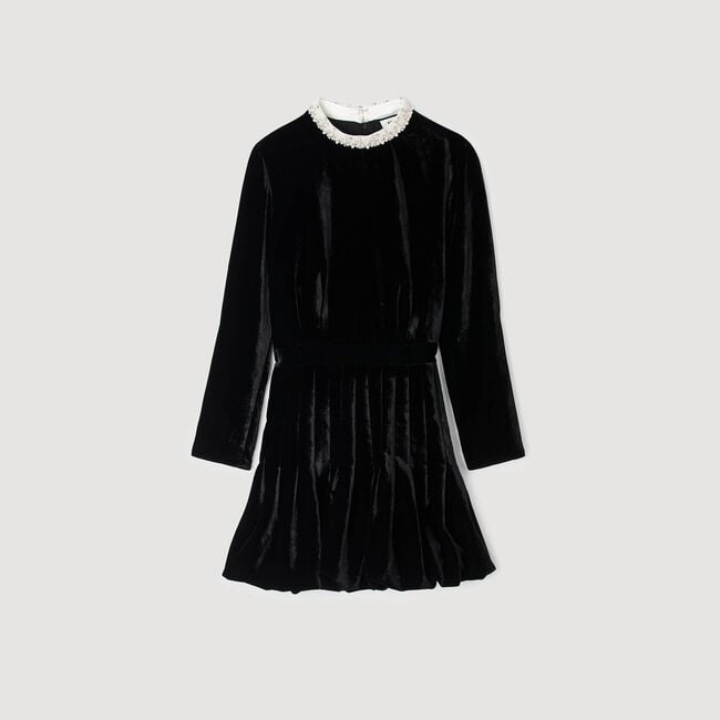 Beaded velvet short dress