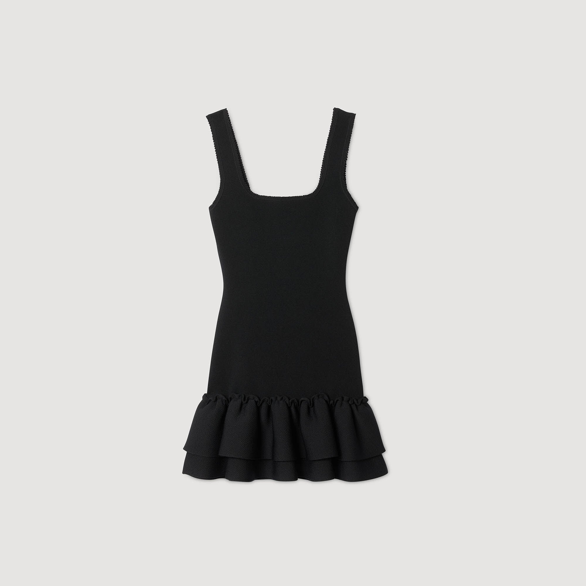 Short knit dress with ruffles