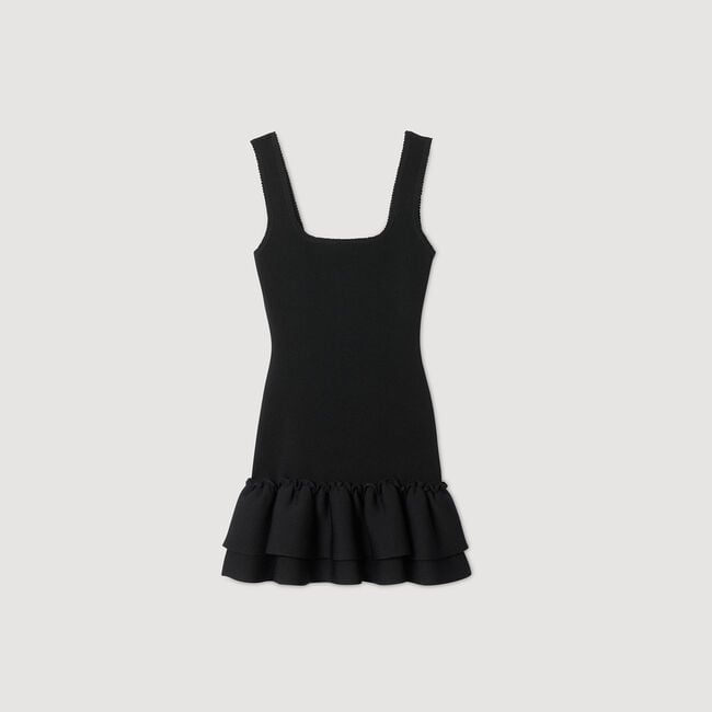 Short knit dress with ruffles