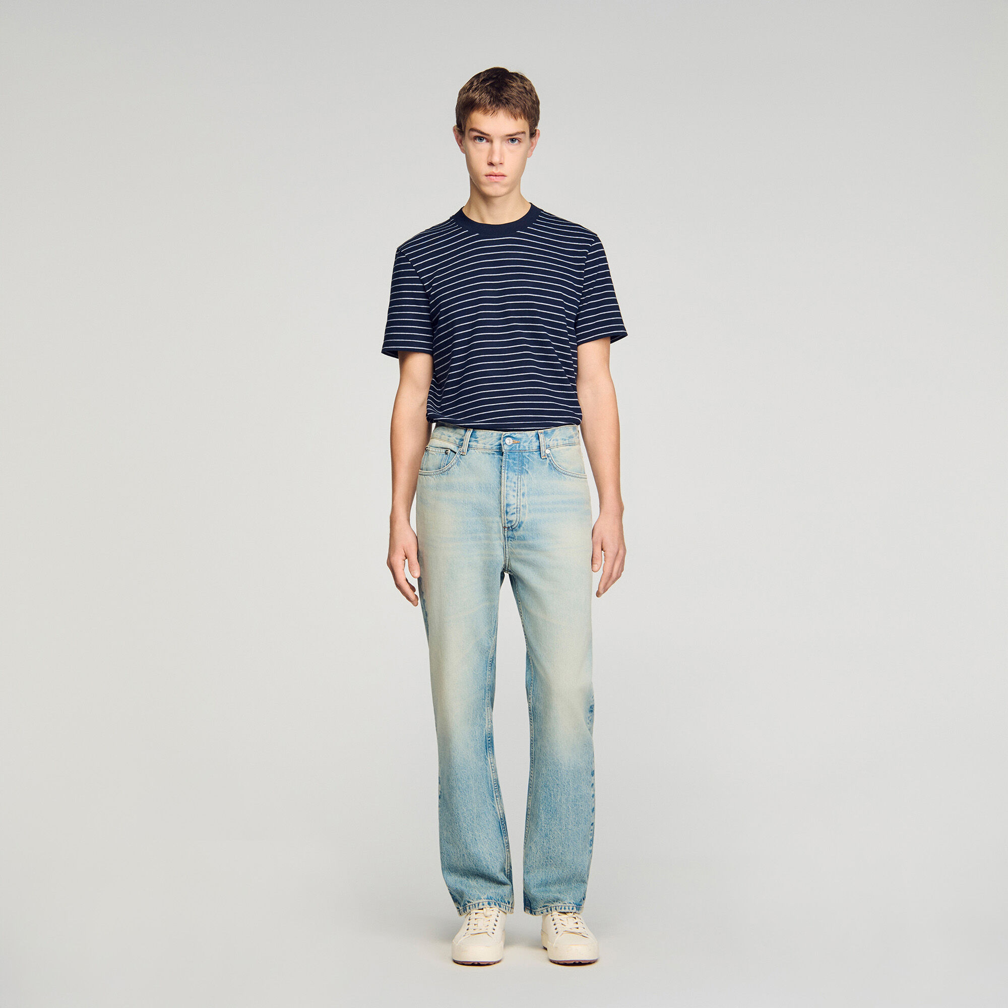 Faded wide-leg jeans