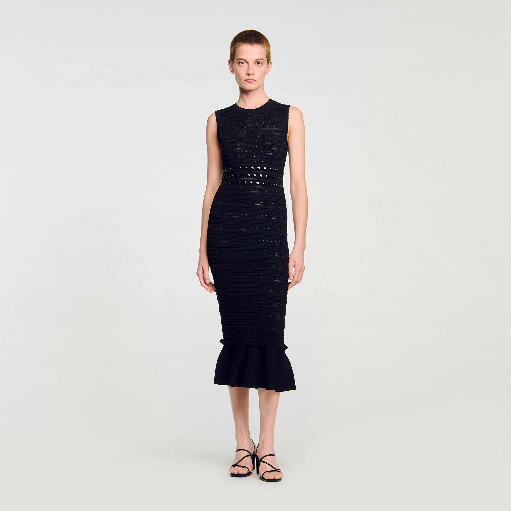 Knit maxi dress with studs
