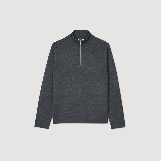 Wool jumper with zip collar