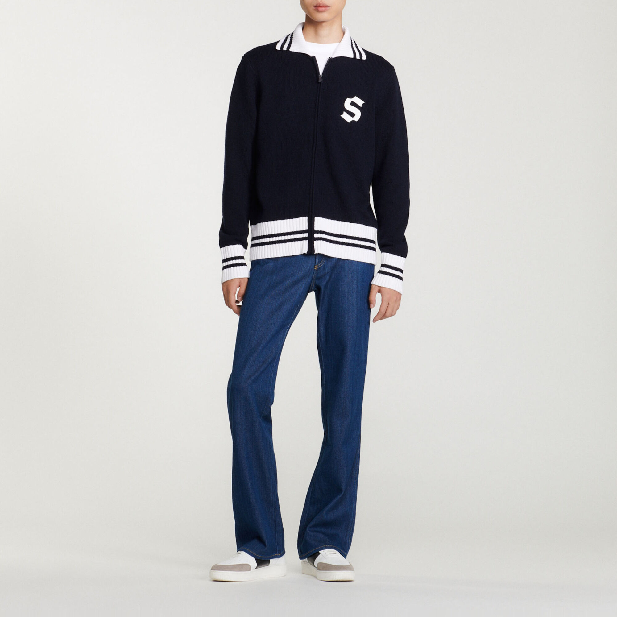 Two-tone knitted cardigan