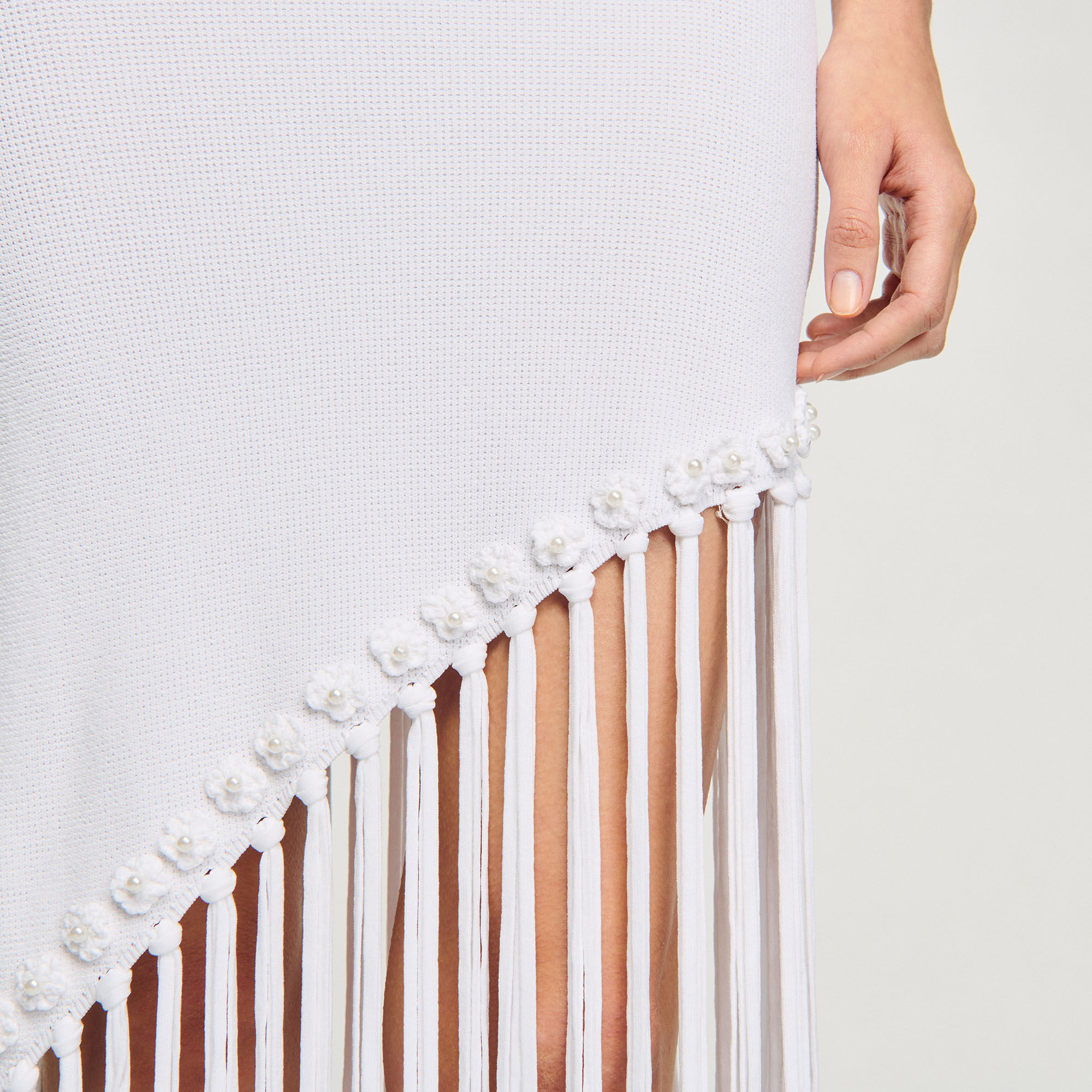 Fringed crochet maxi dress