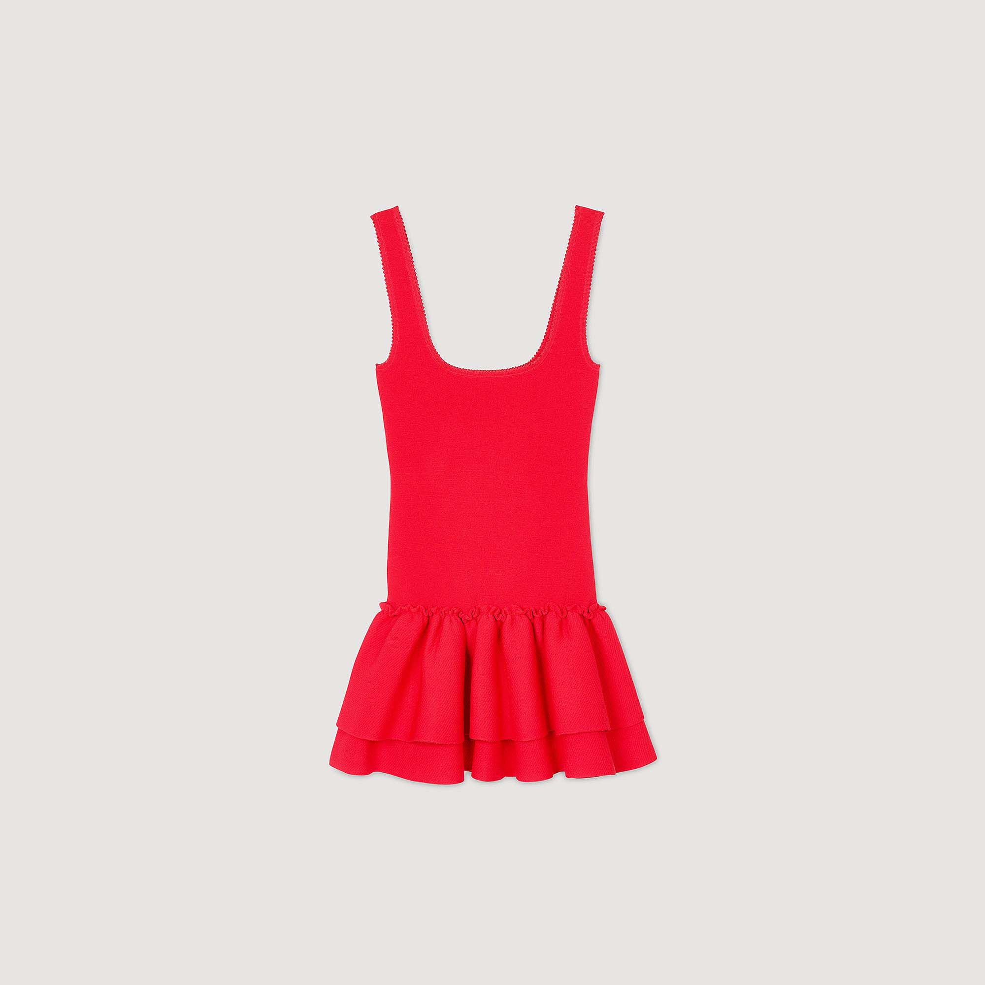 ワンピース SHORT KNIT DRESS WITH RUFFLES Short knit dress with ruffle white / beige For Women