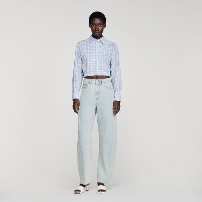 Faded barrel cotton jeans