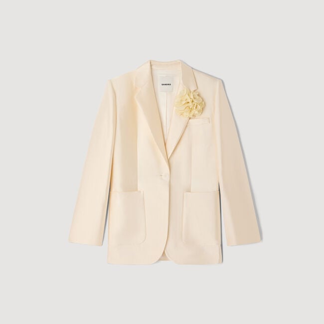Satin jacket with flower detail