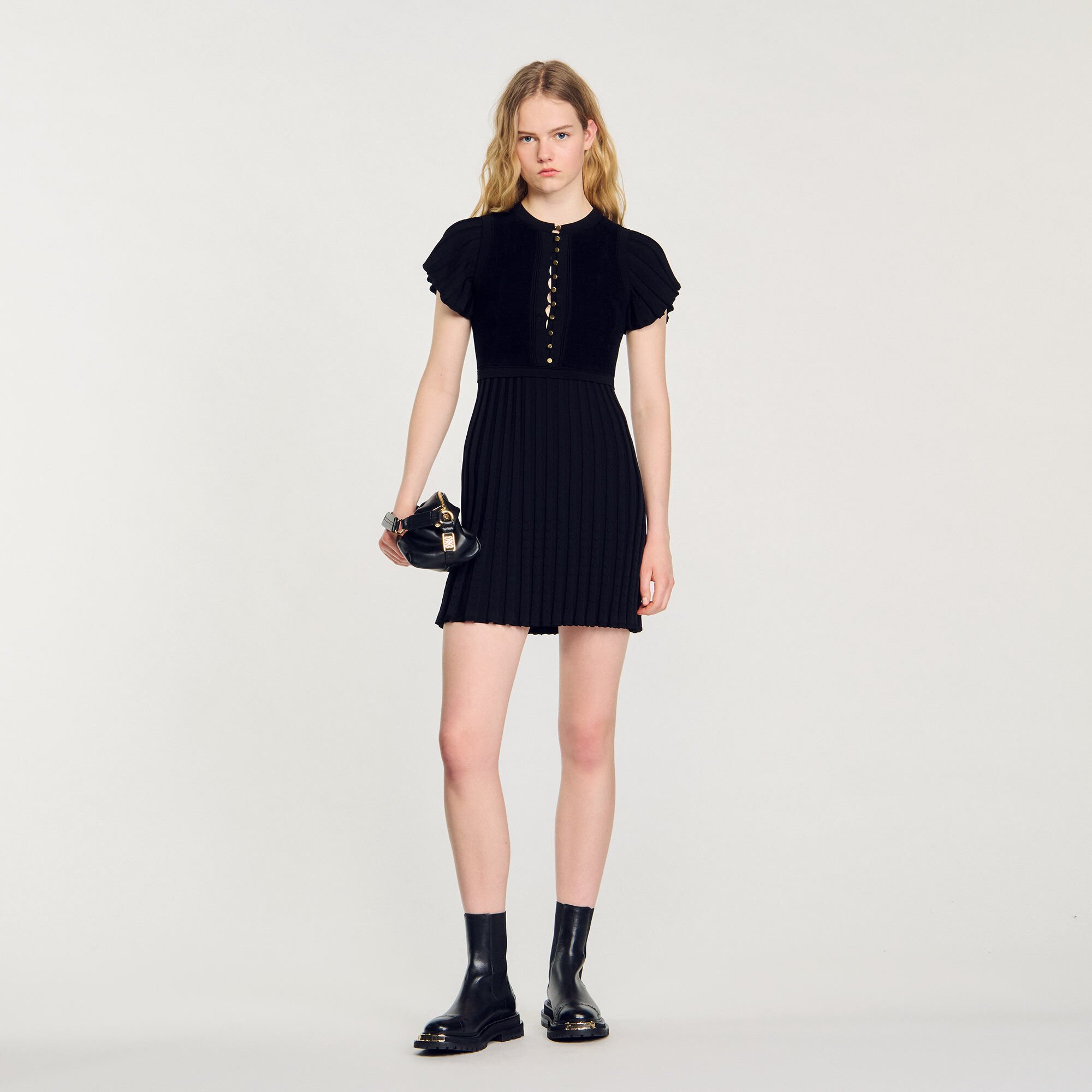 Pleated knit dress cheap