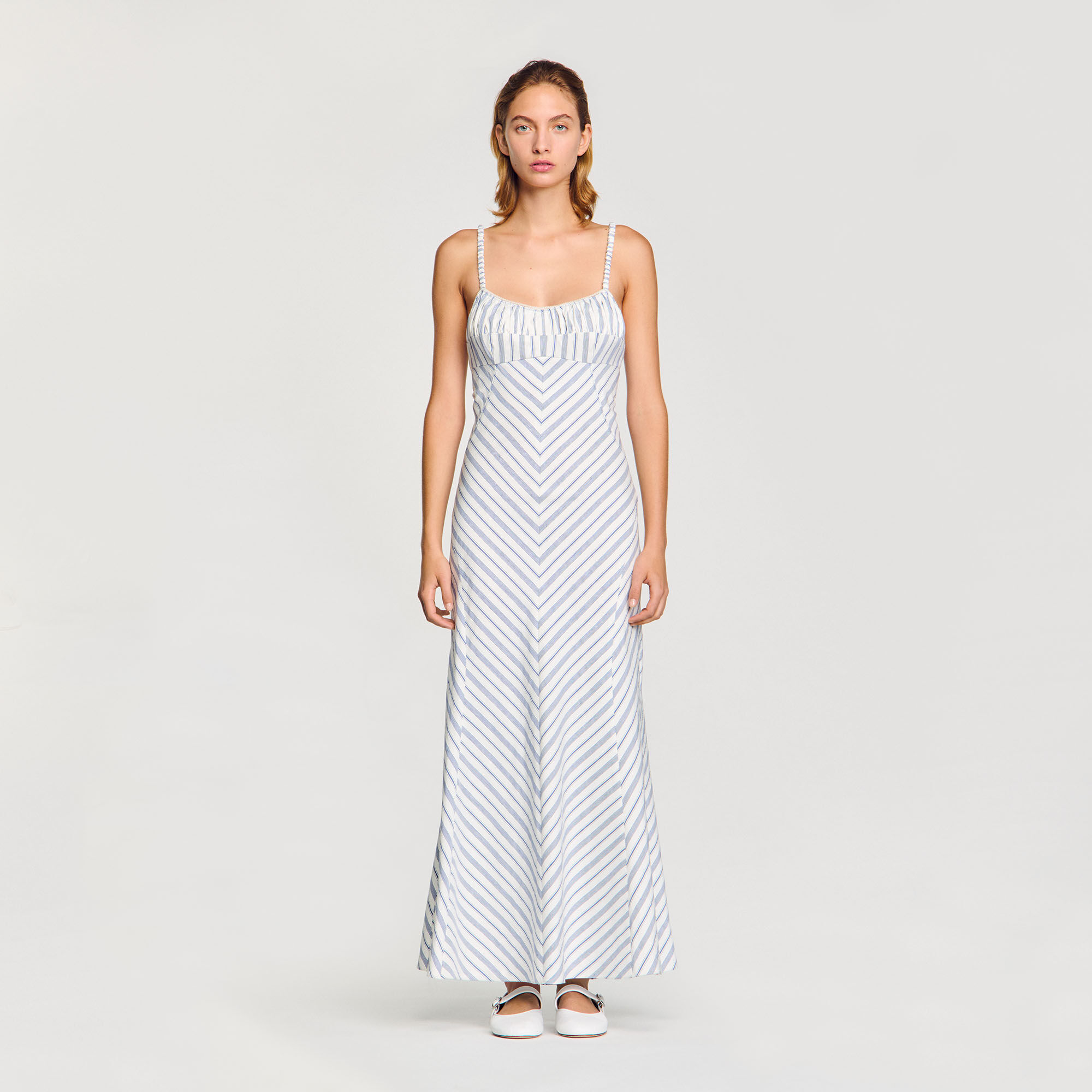Stripy maxi dress with straps