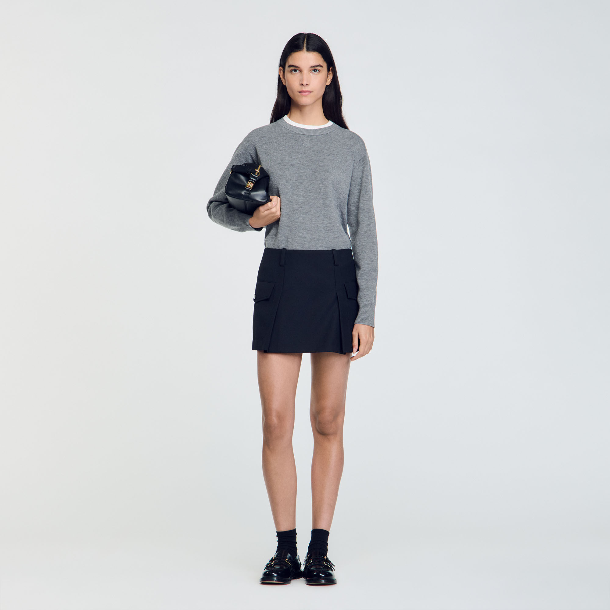 【PORTERNA】Party truffle short skirt Short skirt with pockets black / gray For Women | Sandro Paris