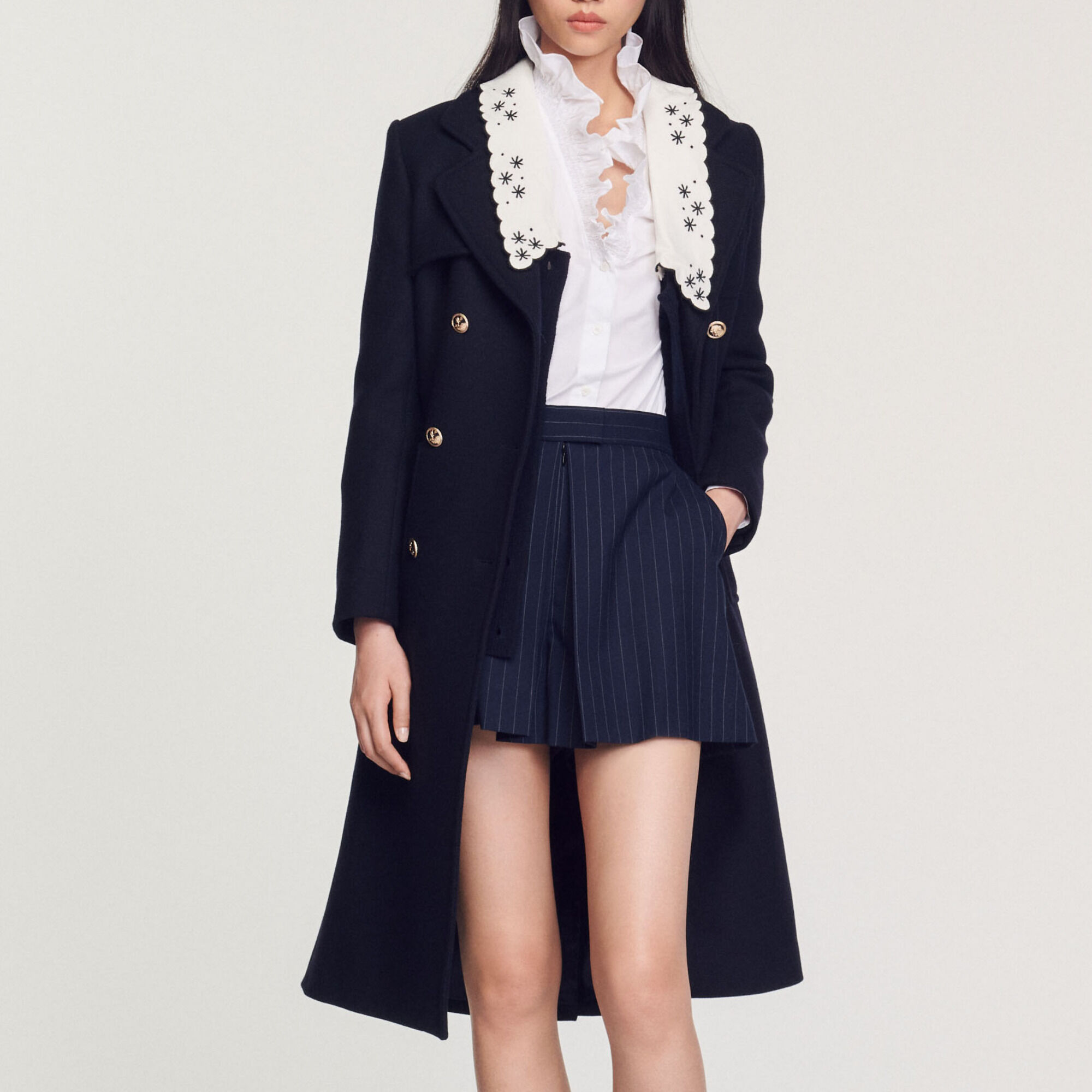 Striped tailored shorts blue For Women | Sandro Paris Striped tailored shorts blue For Women | Sandro Paris