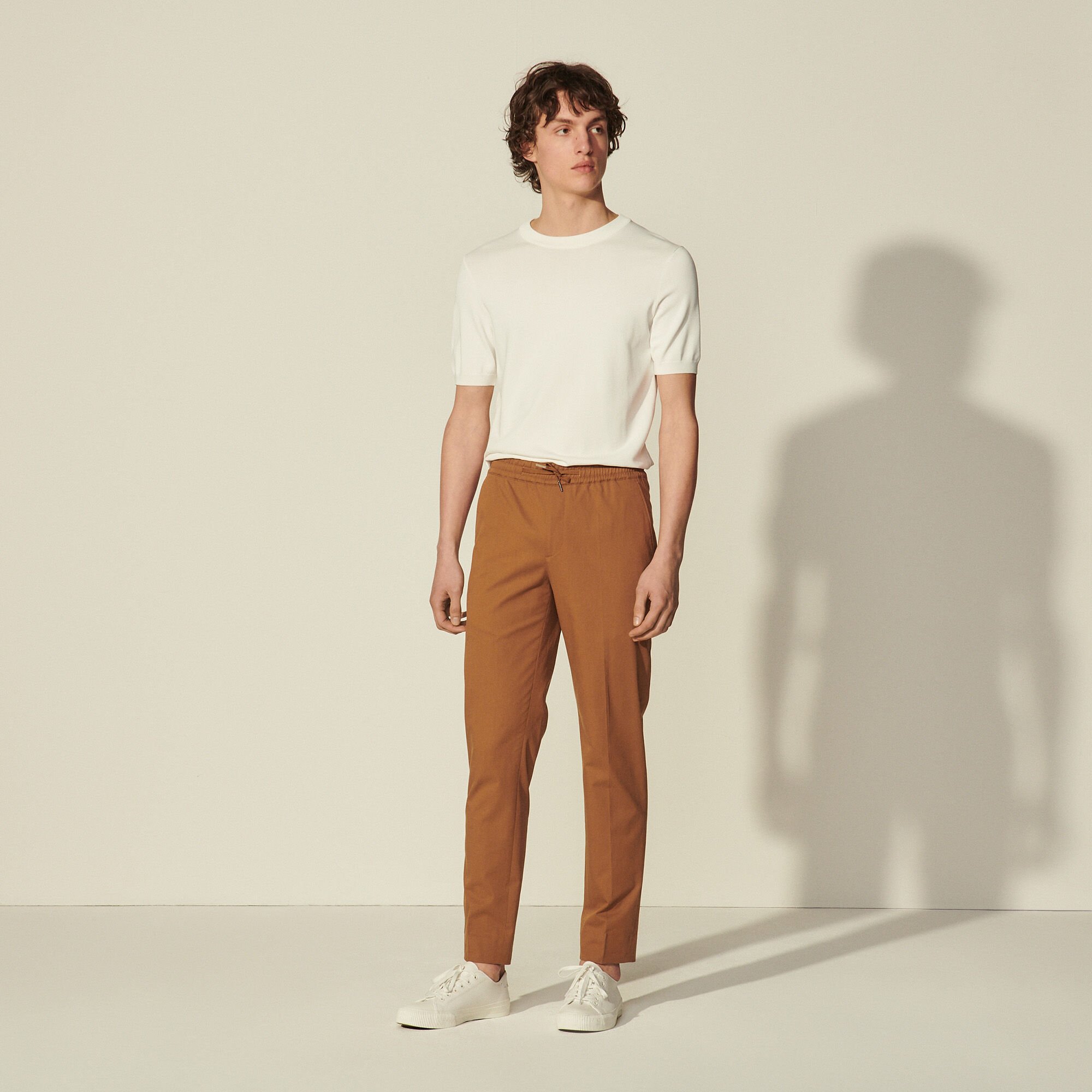 Cotton carrot-fit trousers