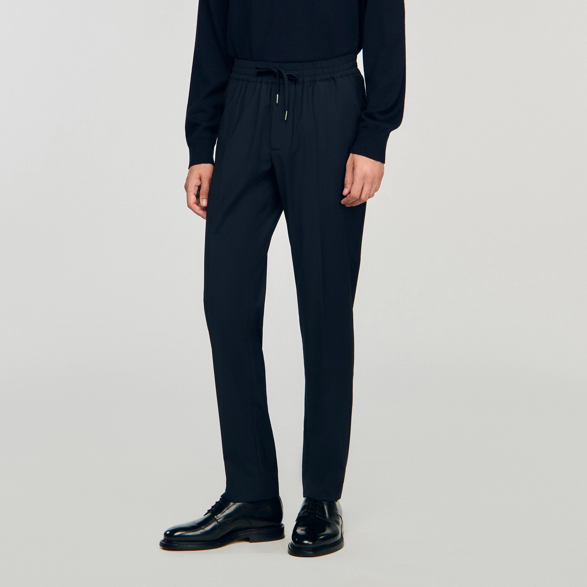 Elasticated straight-leg trousers