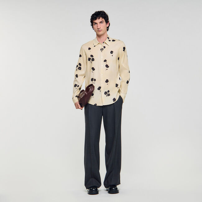 Floral print linen shirt