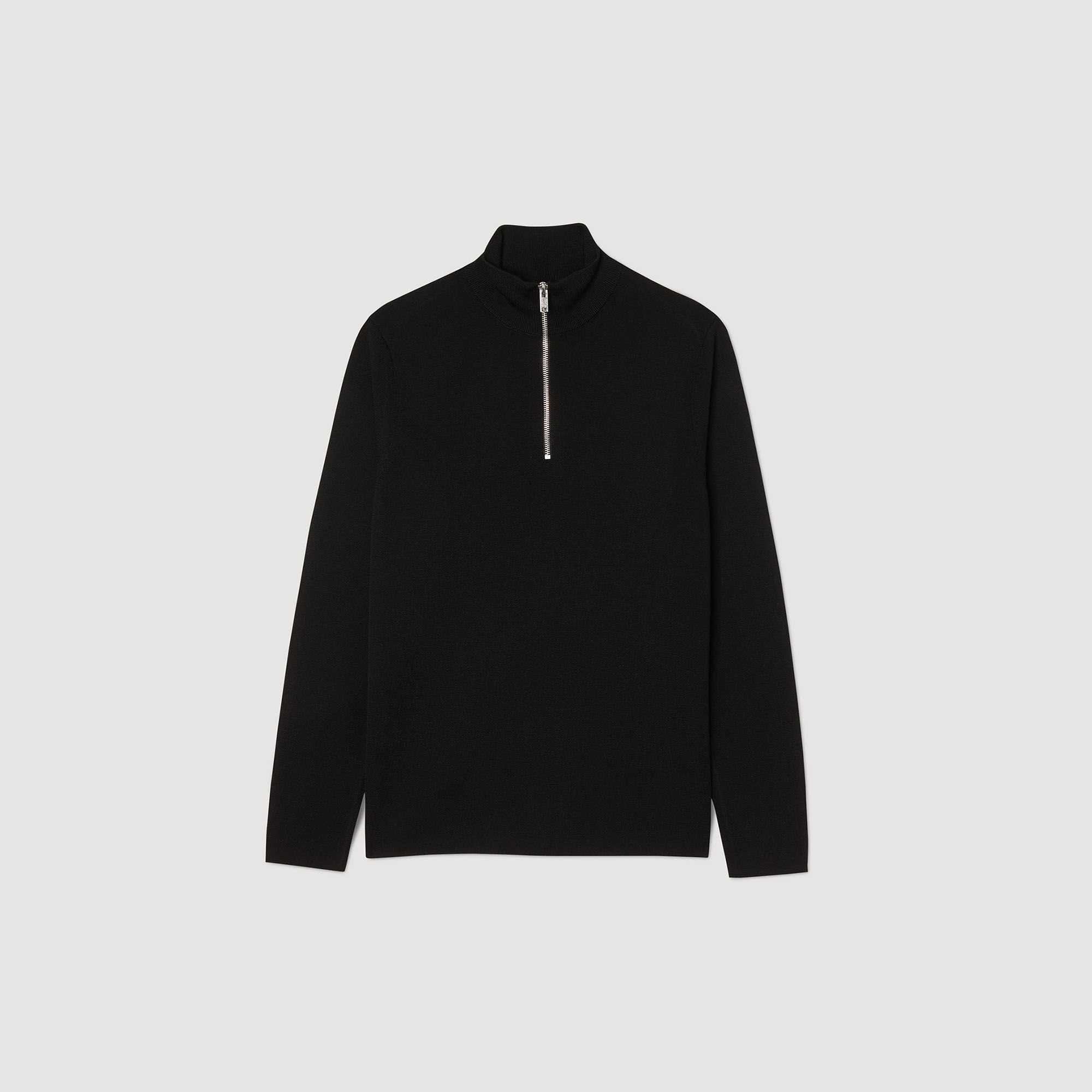 Wool jumper with zip collar