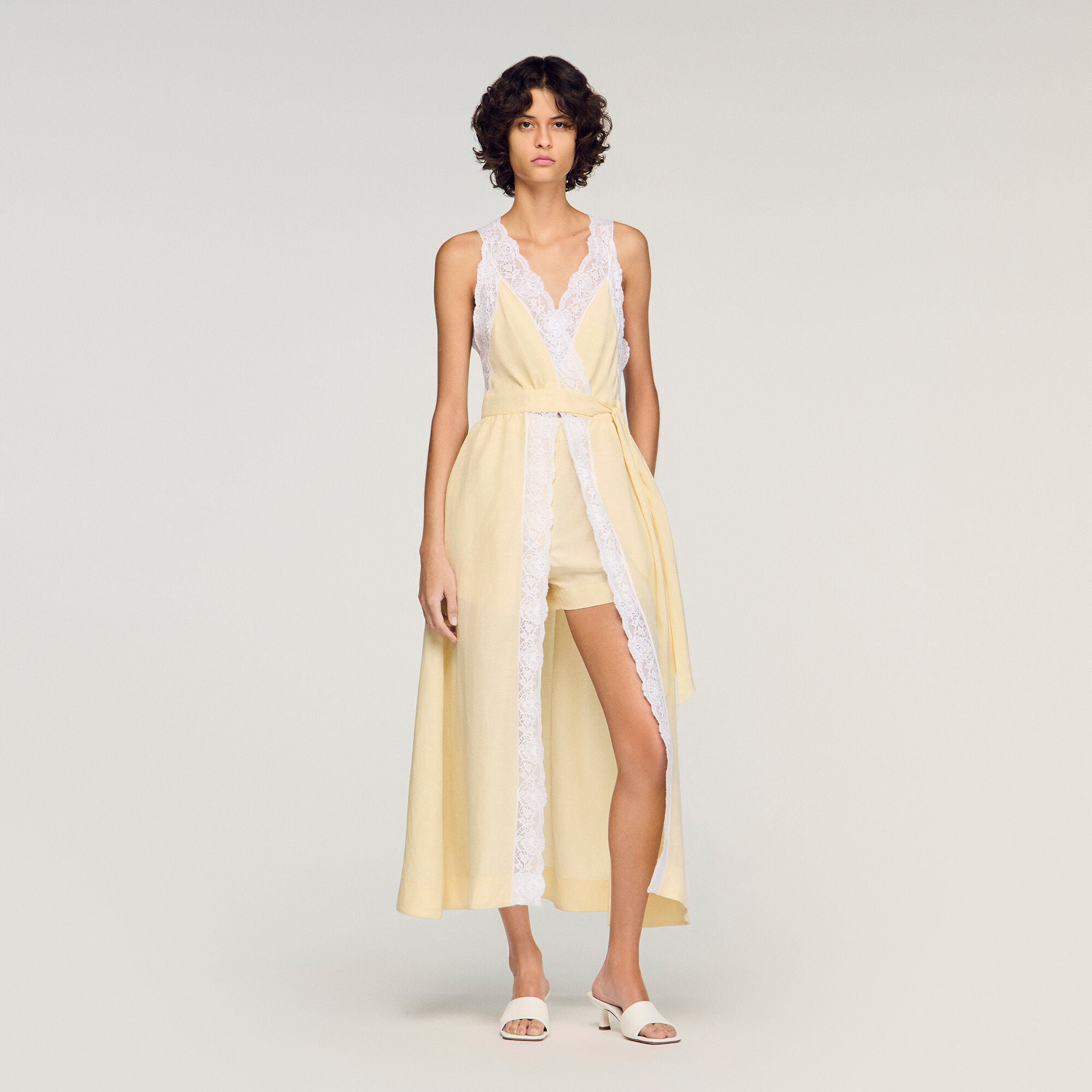 Trimmed linen maxi dress