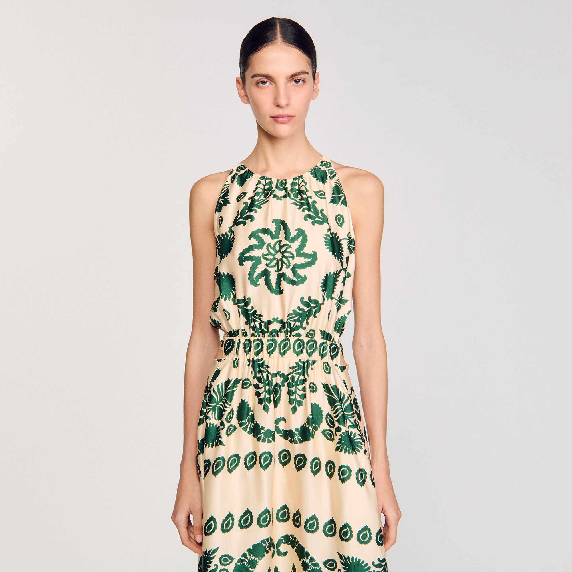 Leaf print maxi dress